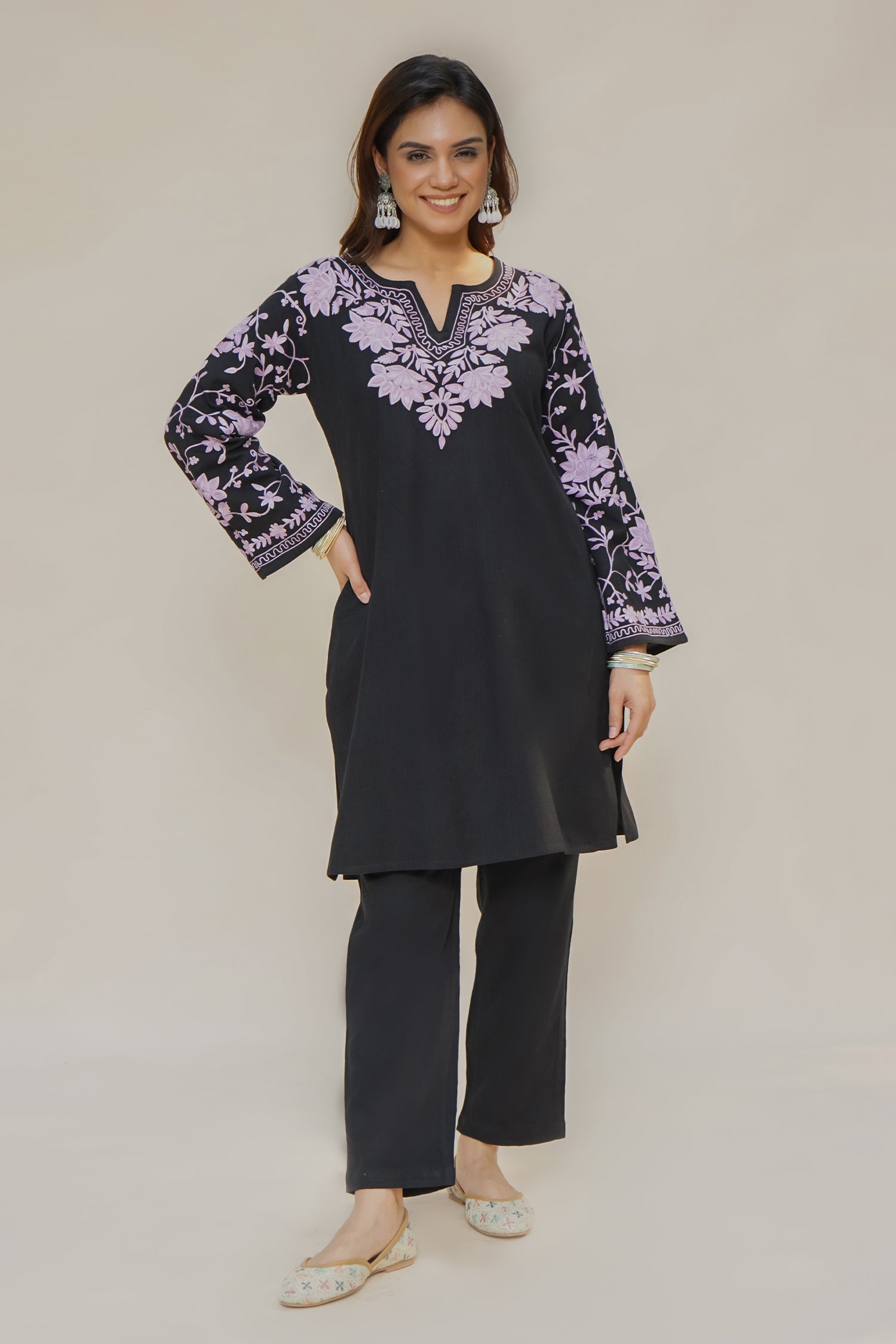 Premium Black Kashmiri Wool Kurta Set for Men - Traditional Indian Ethnic Wear for Weddings, Festivals & Special Occasions
