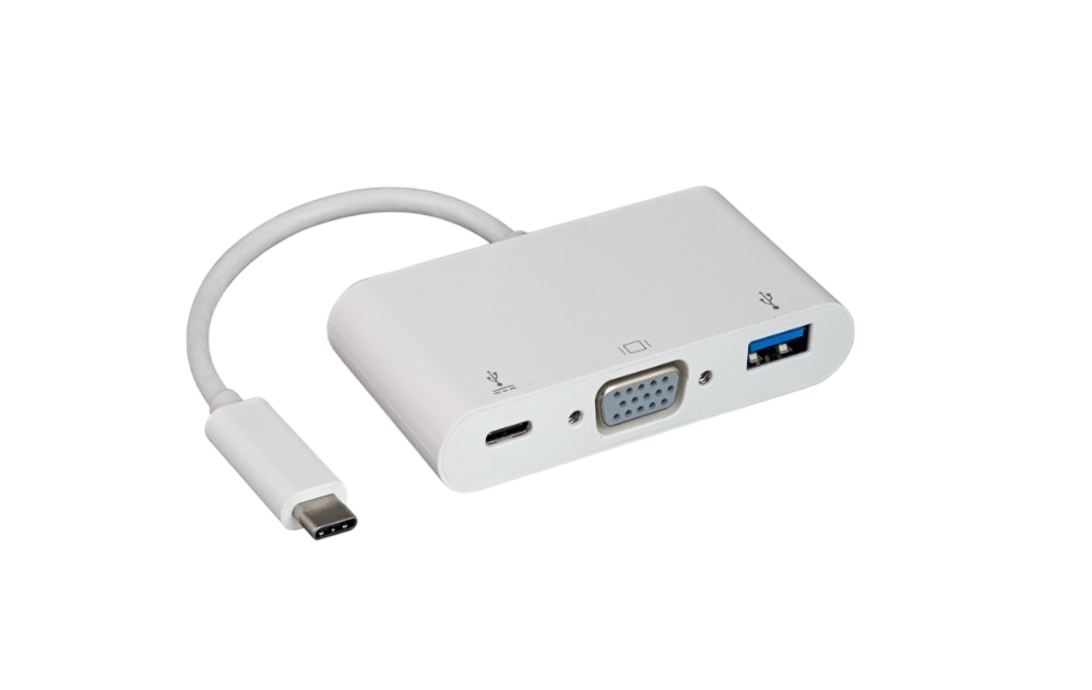 3-in-1 USB C Adapter with VGA (HD15), USB 3.0 Port & Type C Charging - Perfect for MacBook, Laptop & Tablet Connectivity