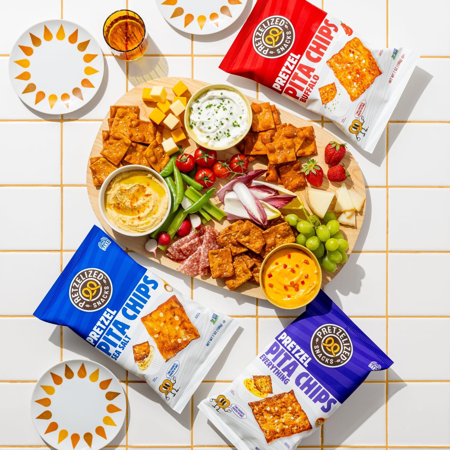 PRETZELIZED Pretzel Pita Chips, Sea Salt Flavored, 7oz Bag (Pack of 12) - Crunchy Snack for Parties, School Lunches & On-the-Go Healthy Eating