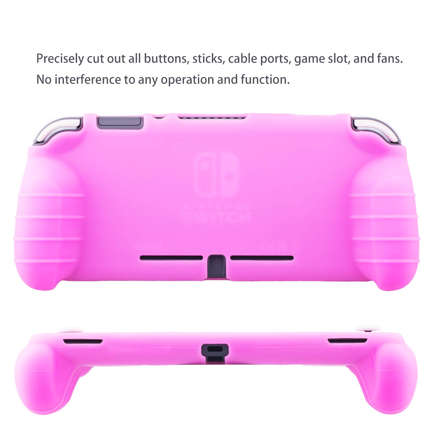 YoRHa Soft Silicone Rubber Protective Cover Case & 4 Thumbsticks for Nintendo Switch Lite (2019 Slim Model) - Pink | Comfort Grip for Gaming | Perfect for Travel & Long Play Sessions