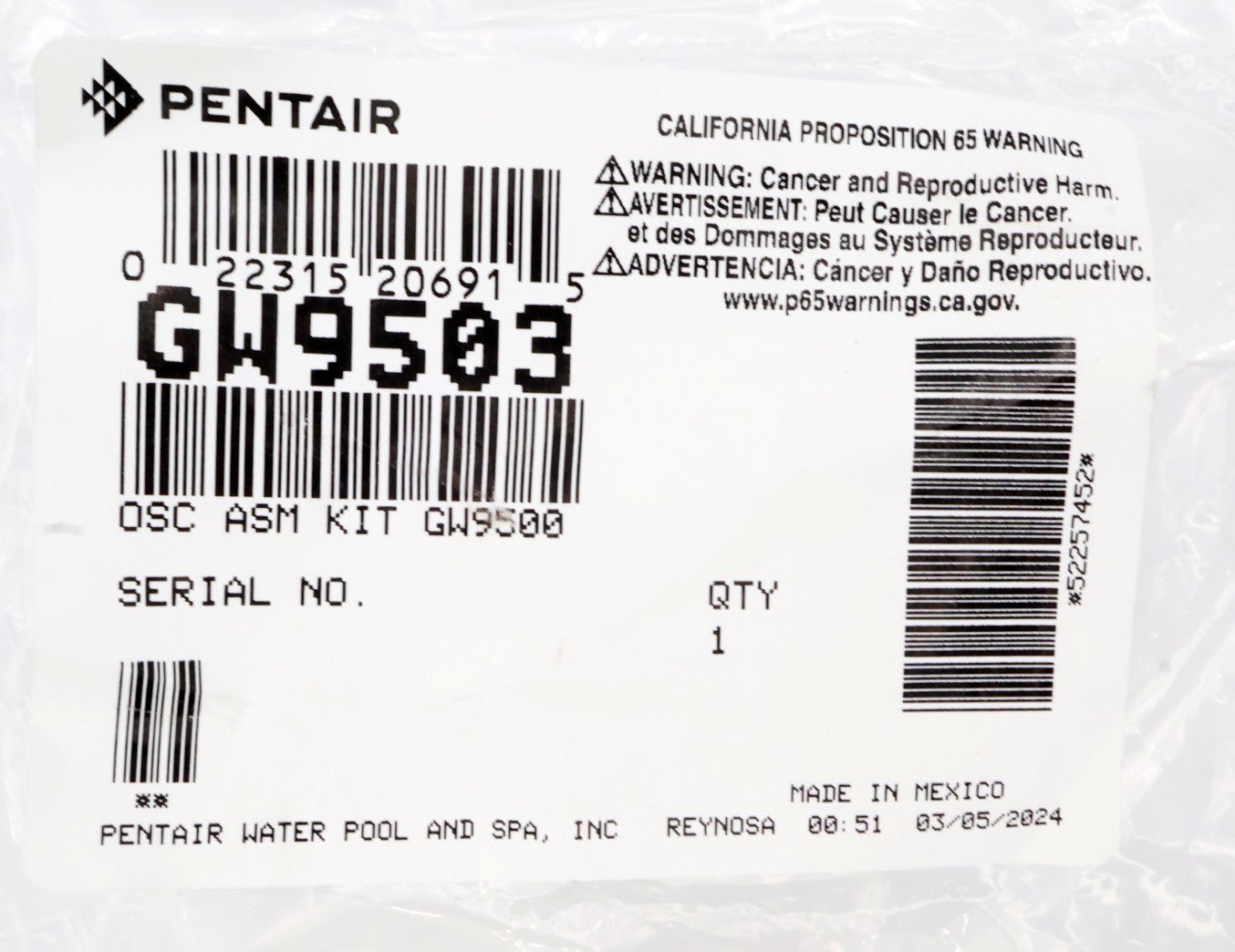 Pentair Oscillator Assembly Kit for Great White Pool Cleaner GW9503 - Replacement Part for Pool Maintenance, Swimming Pool Cleaning Accessories - Perfect for In-Ground Pool Cleaning and Maintenance