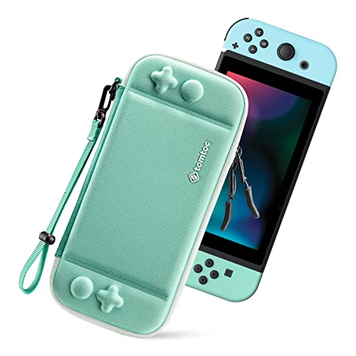 tomtoc Protective Carrying Case for Nintendo Switch & Switch Lite - Military-Grade Travel Case with 10 Game Card Slots & Original Patent Design (Green) - Perfect for Gaming On-The-Go & Travel Protection