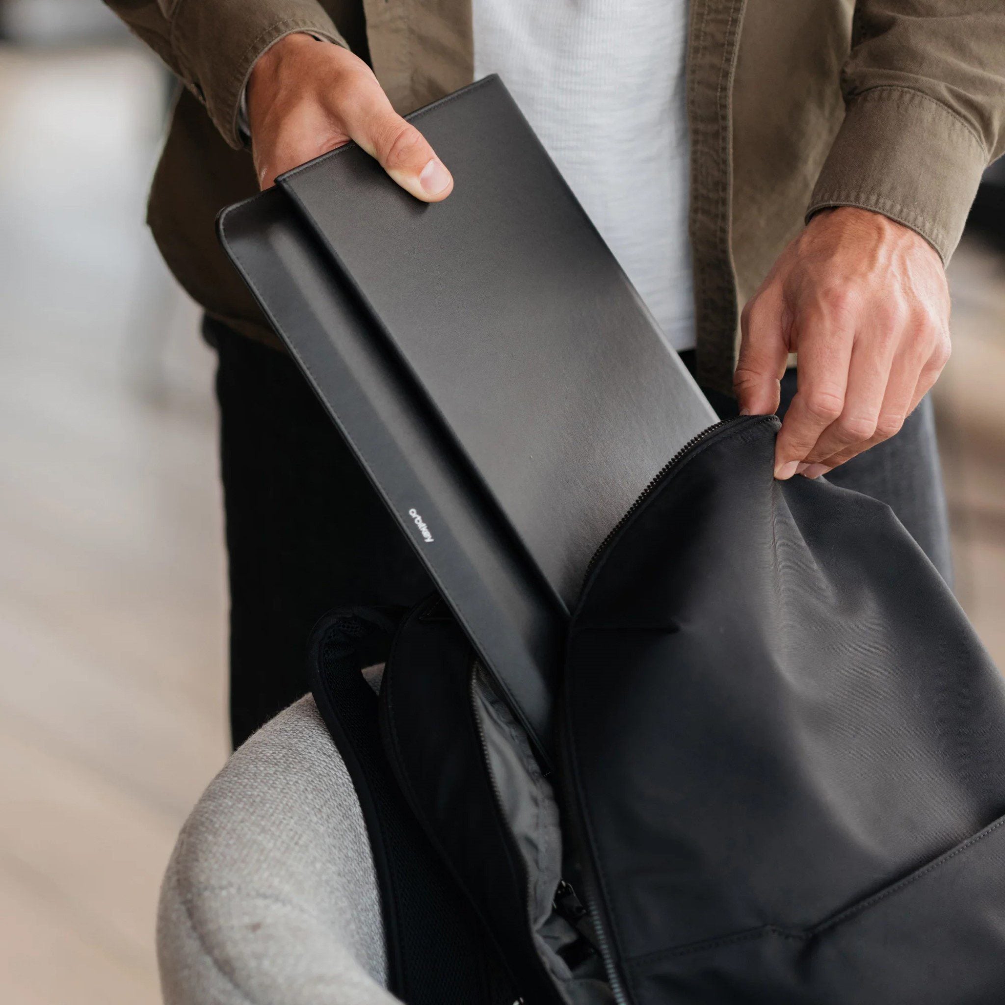 ORBITKEY Hybrid Laptop Sleeve & Desk Mat - Premium Black Protective Case for MacBook & Laptops (2 Size Options) - Perfect for Office, Travel & Home Workspace Organization