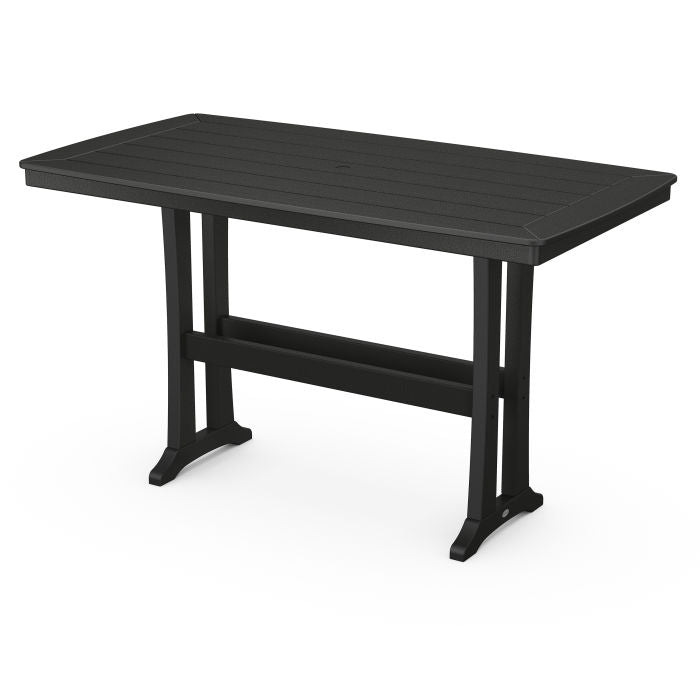 POLYWOOD Nautical Trestle 38 x 73 Inch Bar Table - Outdoor & Indoor Waterproof Dining Table for Patio, Deck, Poolside, and Restaurant Use