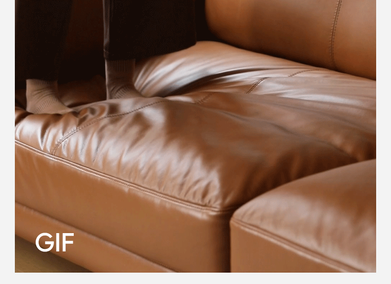 Italian Genuine Leather Minimalist Sofa - Modern Luxury Living Room Furniture for Small Spaces & Apartments