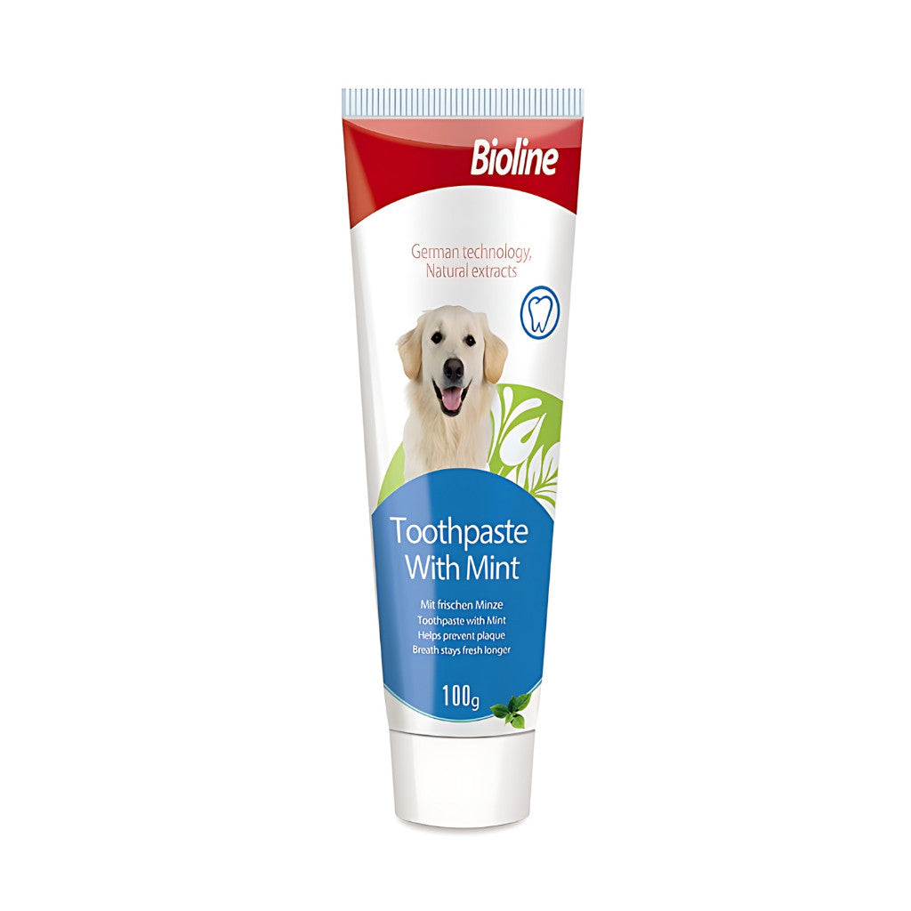 Bioline Pet Toothpaste 100g - Orange Mint Chicken Flavor for Dogs & Cats | Tartar & Plaque Prevention | Freshens Breath & Promotes Healthy Teeth | Ideal for Daily Oral Care Routine