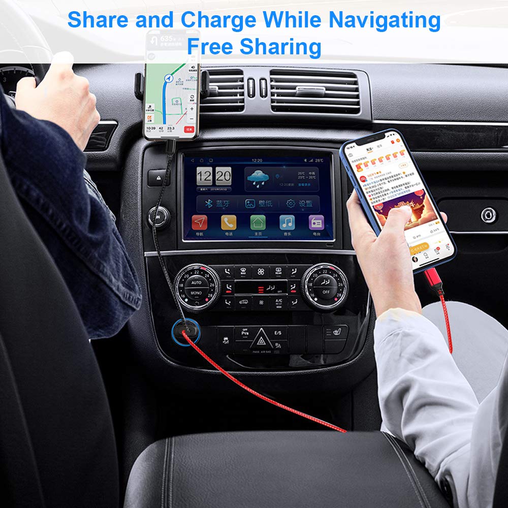2-in-1 Multi Charger Cable 3Ft Nylon Braided Fast Charging Cable with Type C & Lightning Connector - Compatible with iPhone 15/14/13, Samsung Galaxy S8/S9/S10, LG, Pixel, Huawei & Android Tablets - Perfect for Home, Office & Travel Charging
