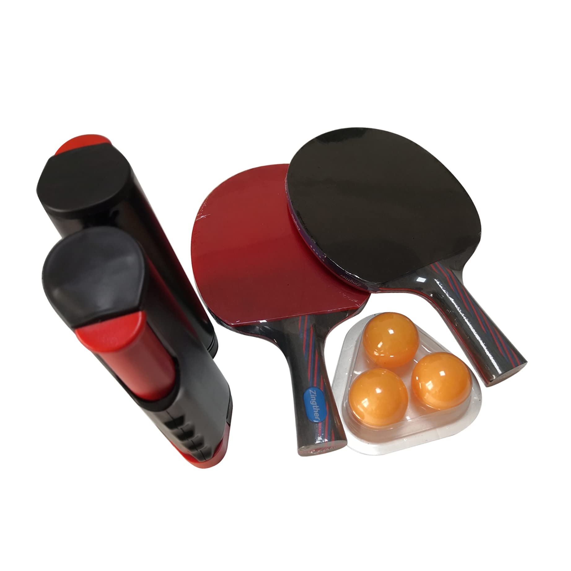 Zingther Complete Portable Table Tennis Tabletop Set - 2 Professional Ping Pong Paddles, Retractable Net with Posts, 3 Balls & Carry Case - Perfect for Indoor/Outdoor Play, Backyard, Office, or Family Game Night
