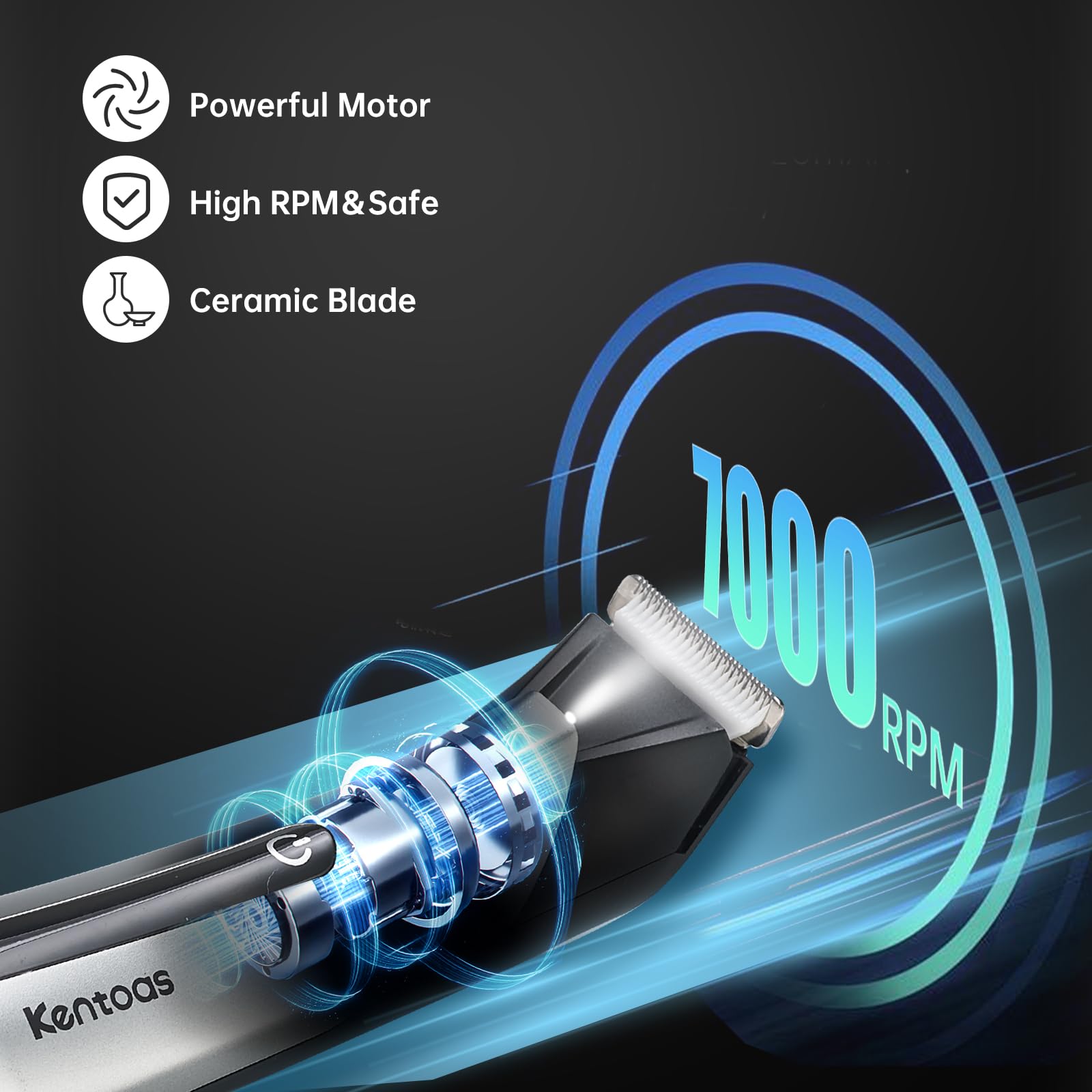 Men's Electric Body Hair Trimmer - 6-in-1 Ceramic Blade Ball & Groin Groomer, Waterproof USB Rechargeable Pubic Shaver with LED Light, No Nicks or Irritation - Perfect for Travel, Gym & Home Grooming