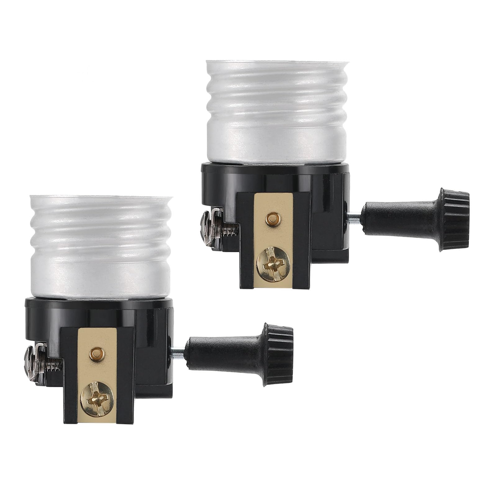 2 Pack UL Listed E26/E27 Light Socket Replacement with ON/Off Switch Knob - Durable Lamp Repair Kit for Table & Floor Lamps - Perfect for Home, Office, and Bedroom Lighting Fixtures