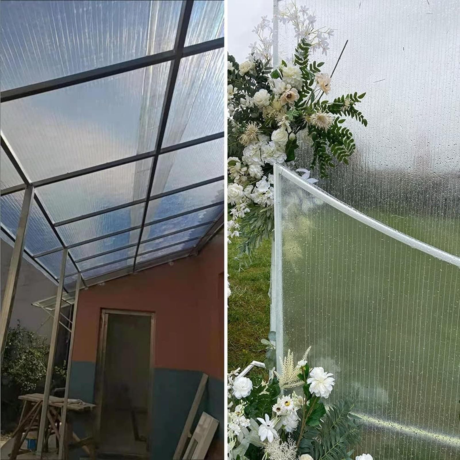 UTOYA 0.8mm Polycarbonate Roofing Panels - Clear Transparent Greenhouse Roof Sheets for Thermal Insulation & Rain Protection | Easy to Cut & Bend | Custom Sizes (59