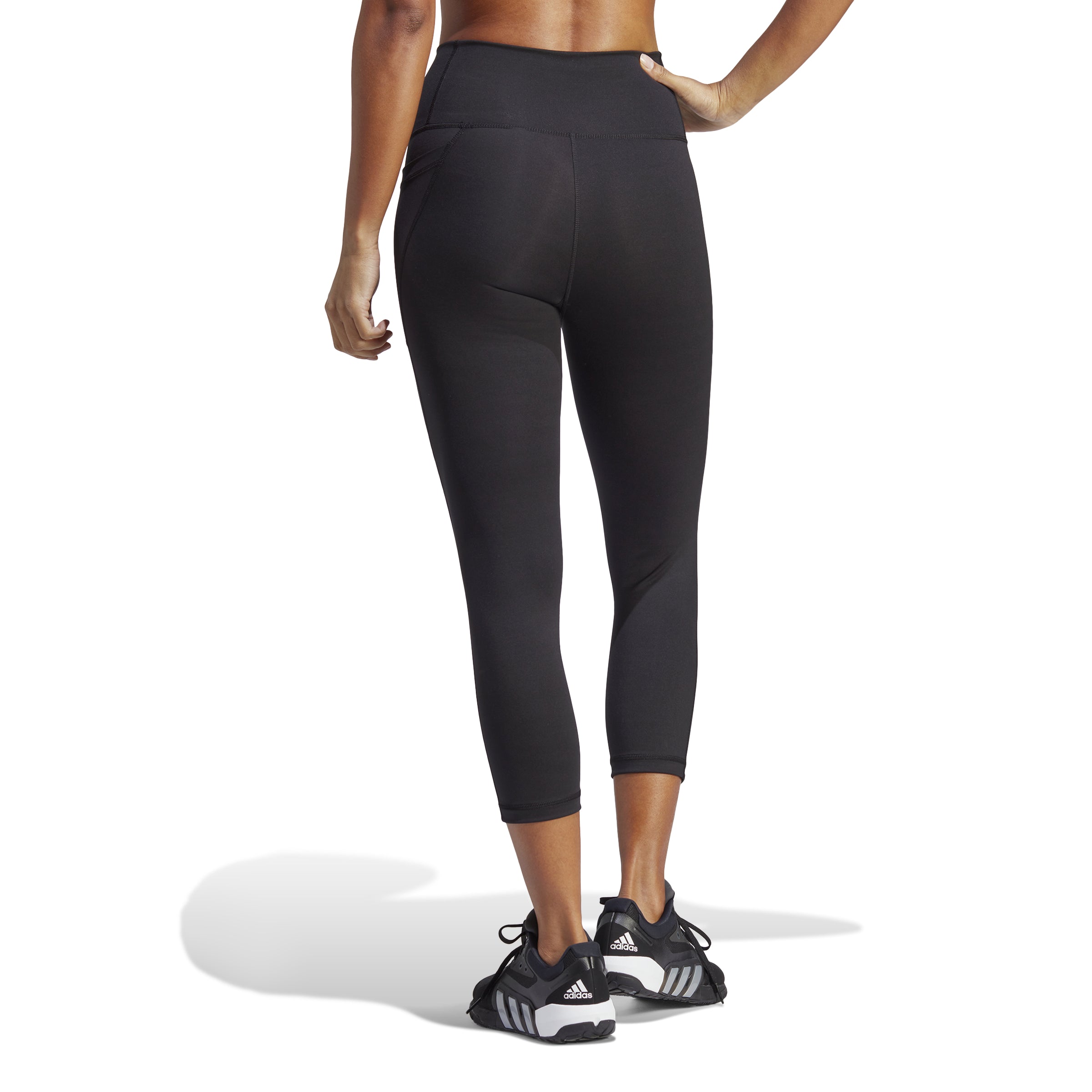 Adidas Women's Optime Stash Pocket High Waisted 3/4 Leggings - Workout, Yoga & Running Tights with Hidden Pocket for Gym & Active Lifestyle