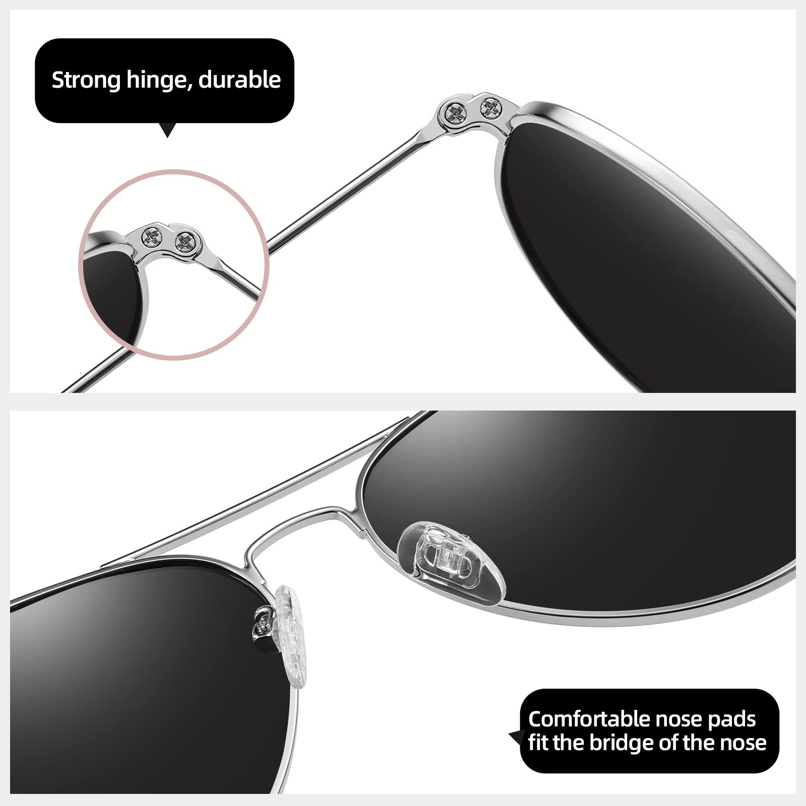 Polarized Aviator Sunglasses for Men & Women - UV400 Protection, Metal Frame - Perfect for Driving, Outdoor Activities & Fashion Accessories