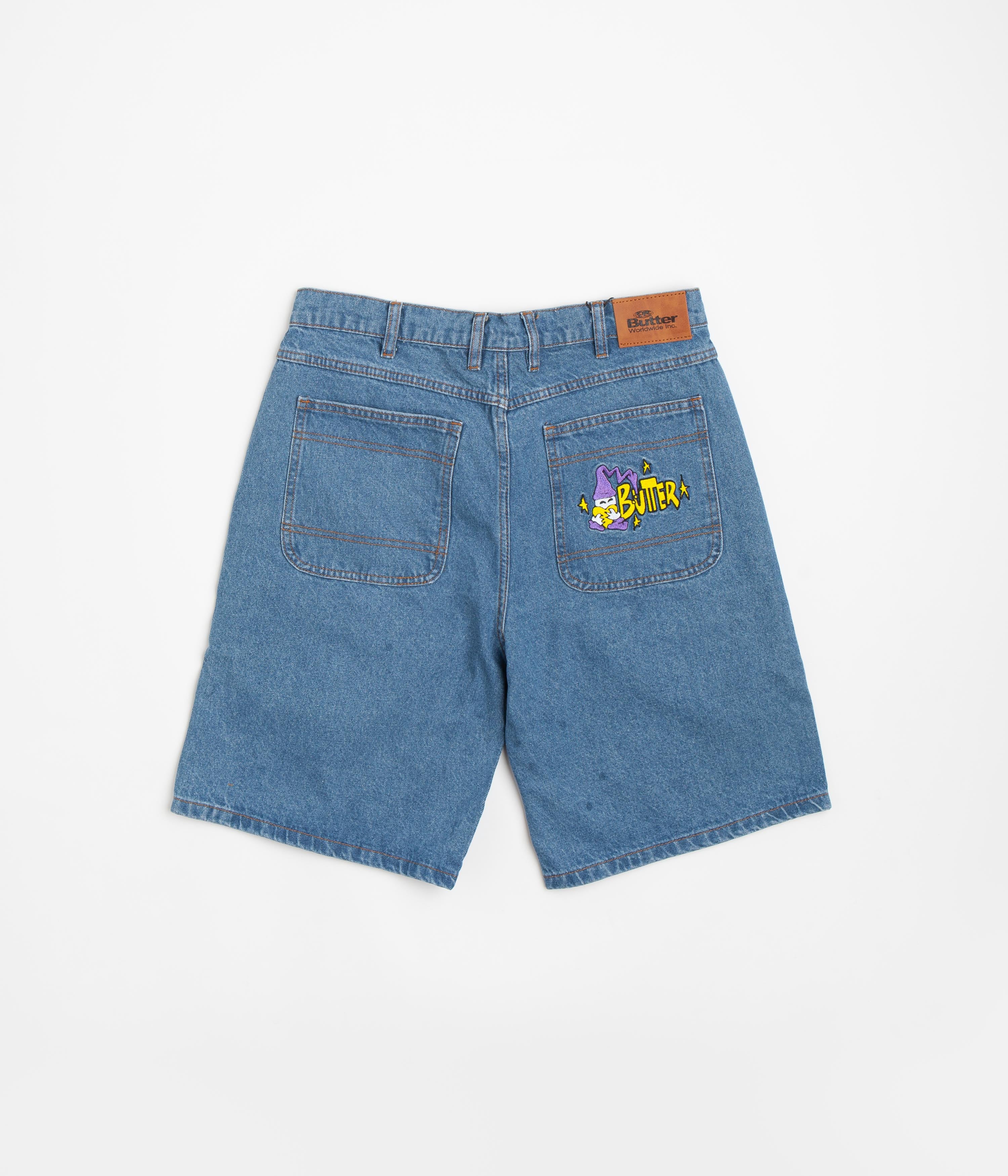 Butter Goods Wizard Denim Shorts - Washed Indigo Blue Jeans for Men | Casual Streetwear & Summer Outfits