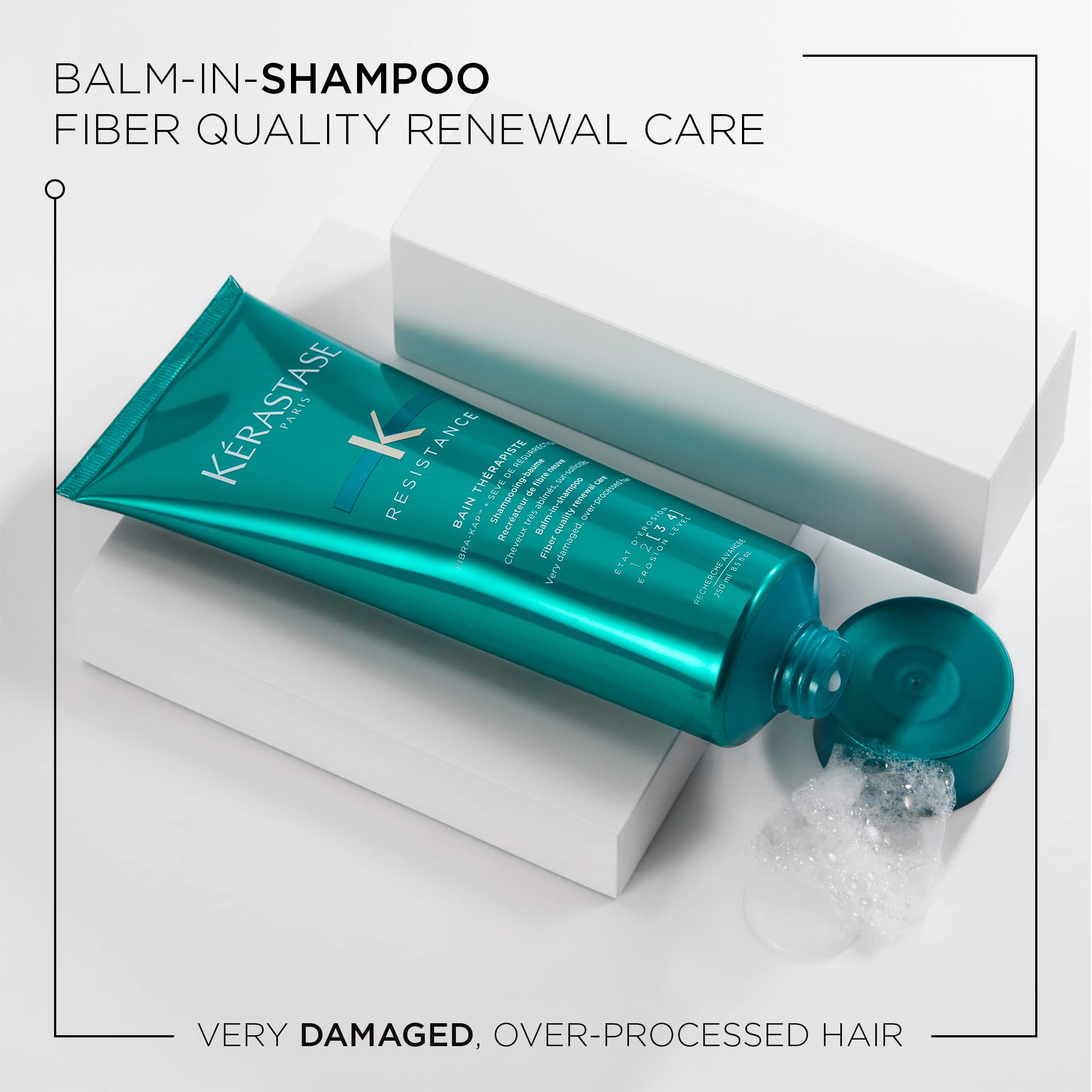 KÉRASTASE Resistance Bain Therapiste Repairing Shampoo - Protein Enriched Formula for Weak, Damaged & Over-Processed Hair | Soothes Itchy Scalp & Heat Protection | 8.5 Fl Oz | Perfect for Color-Treated & Chemically Stressed Hair