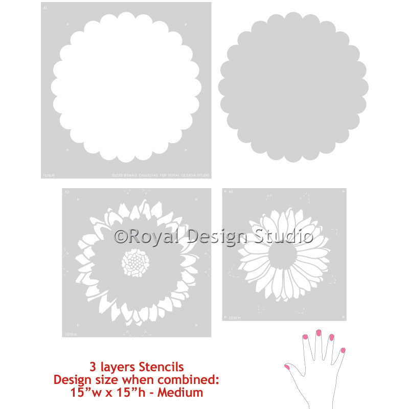 Daisy Dot Flower Wall Art Stencil Set - Reusable DIY Painting Templates for Home Decor, Nursery, and Craft Projects | Perfect for Walls, Furniture, and Fabric Painting