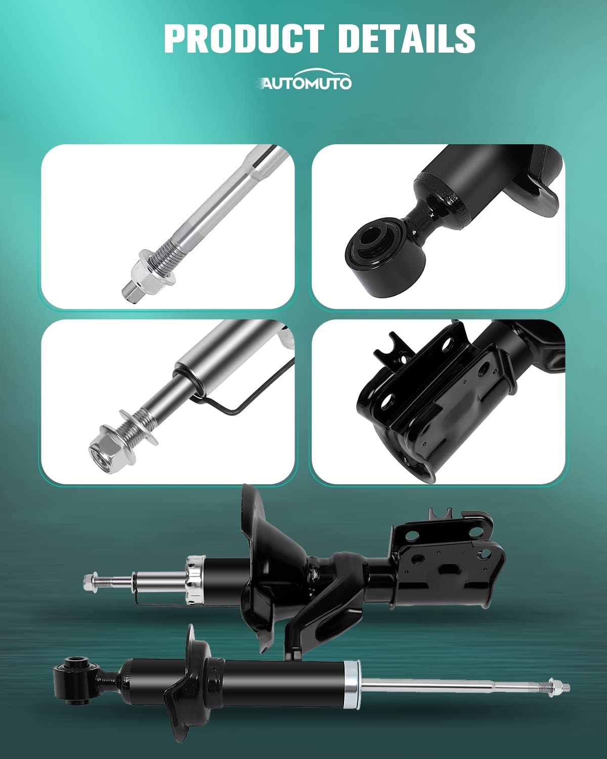 AUTOMUTO Front & Rear Shock Absorbers Set - Compatible with 2001-2005 Honda Civic & 2001-2003 Acura EL - Gas Struts Replacement (331008 331009 341362) - Perfect for Smooth Ride & Enhanced Vehicle Stability - Set of 4 (2 Front & 2 Rear)
