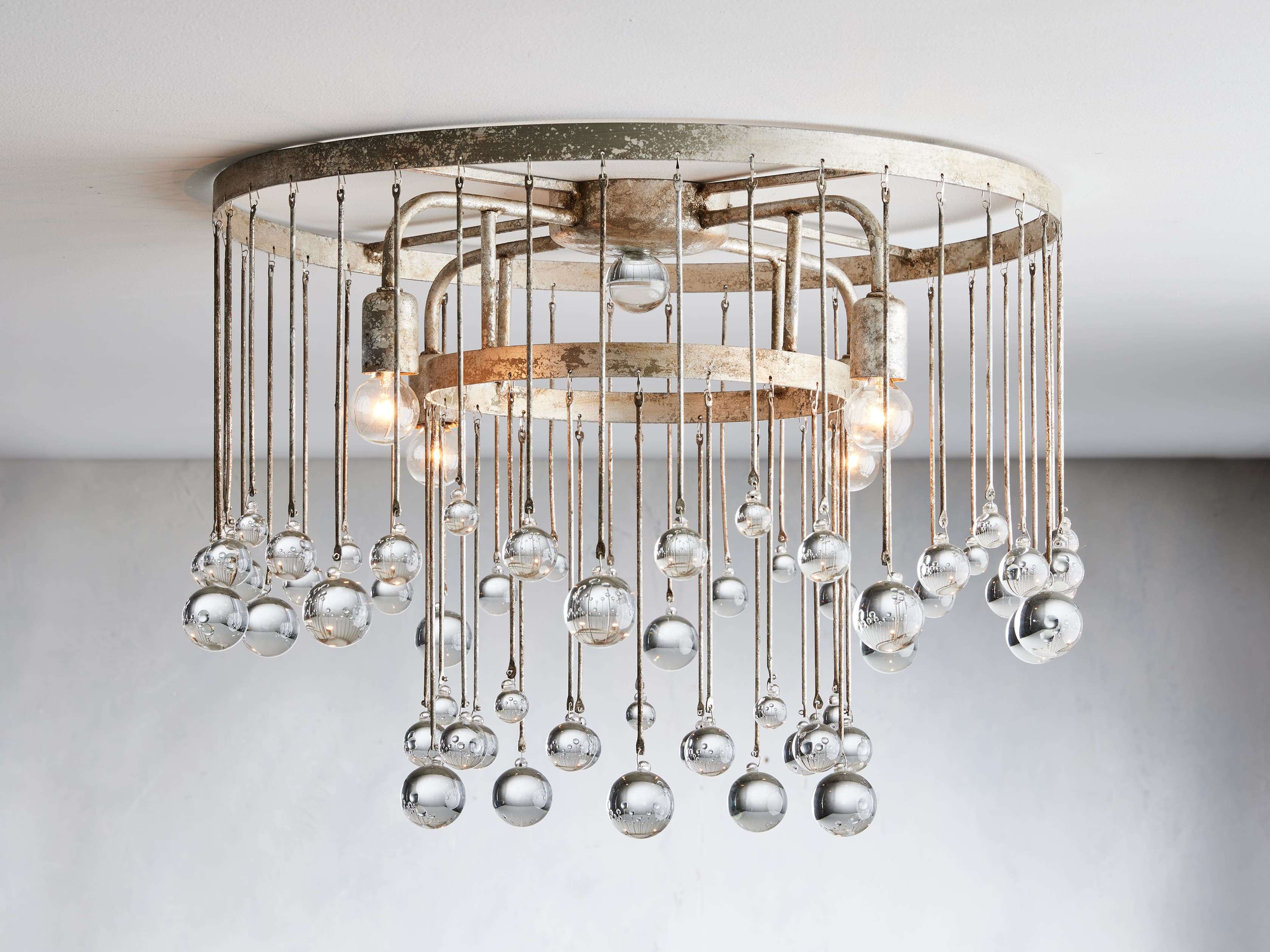 Aubrey Silver Flush Mount Ceiling Light - Perfect for Bedroom, Hallway & Modern Home Decor