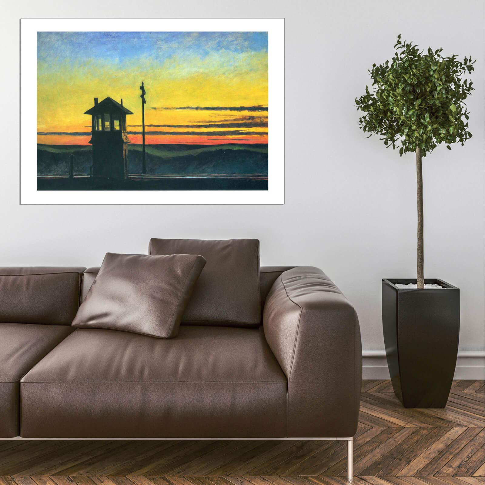 Edward Hopper Railroad Sunset Extra Large Framed Art Print - Semi Gloss Finish - Perfect for Living Room, Bedroom or Office Wall Decor