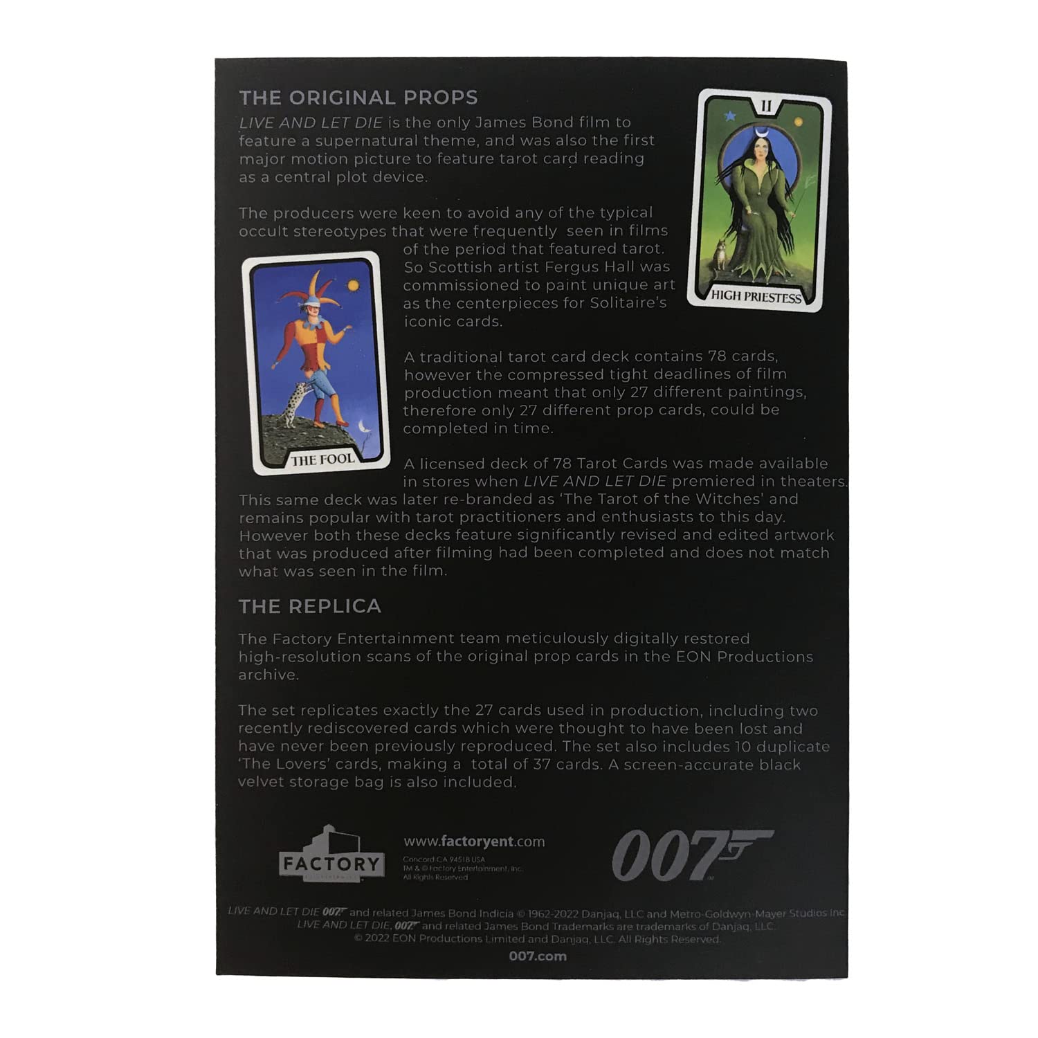 James Bond Live and Let Die Limited Edition Tarot Cards Prop Replica - Official Movie Collectible for 007 Fans & Home Decor