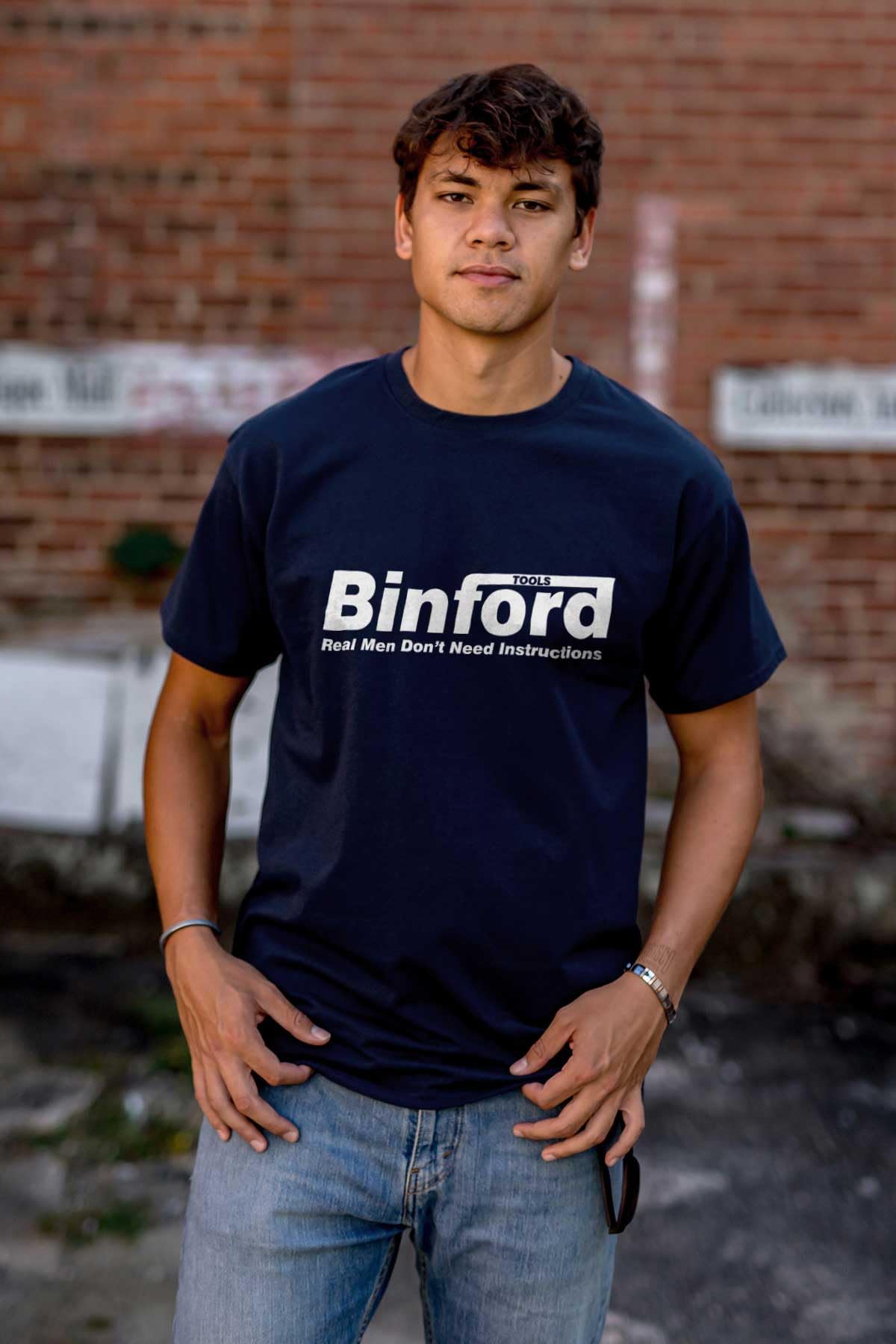 Binford Tools Real Men No Instruction Graphic T-Shirt for Men & Women - Funny Workwear & Casual Outfit Tee