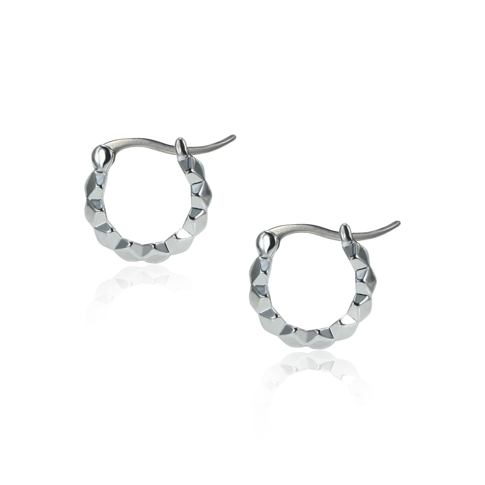 Stylish Titanium Hoop Earrings for Women & Men - Round/Oval Boho Designs (Filigree/Beaded/Chain/Twist) - Hypoallergenic Lightweight Fashion Jewelry with White Gold Plating - Perfect for Sensitive Ears, Everyday Wear & Special Occasions