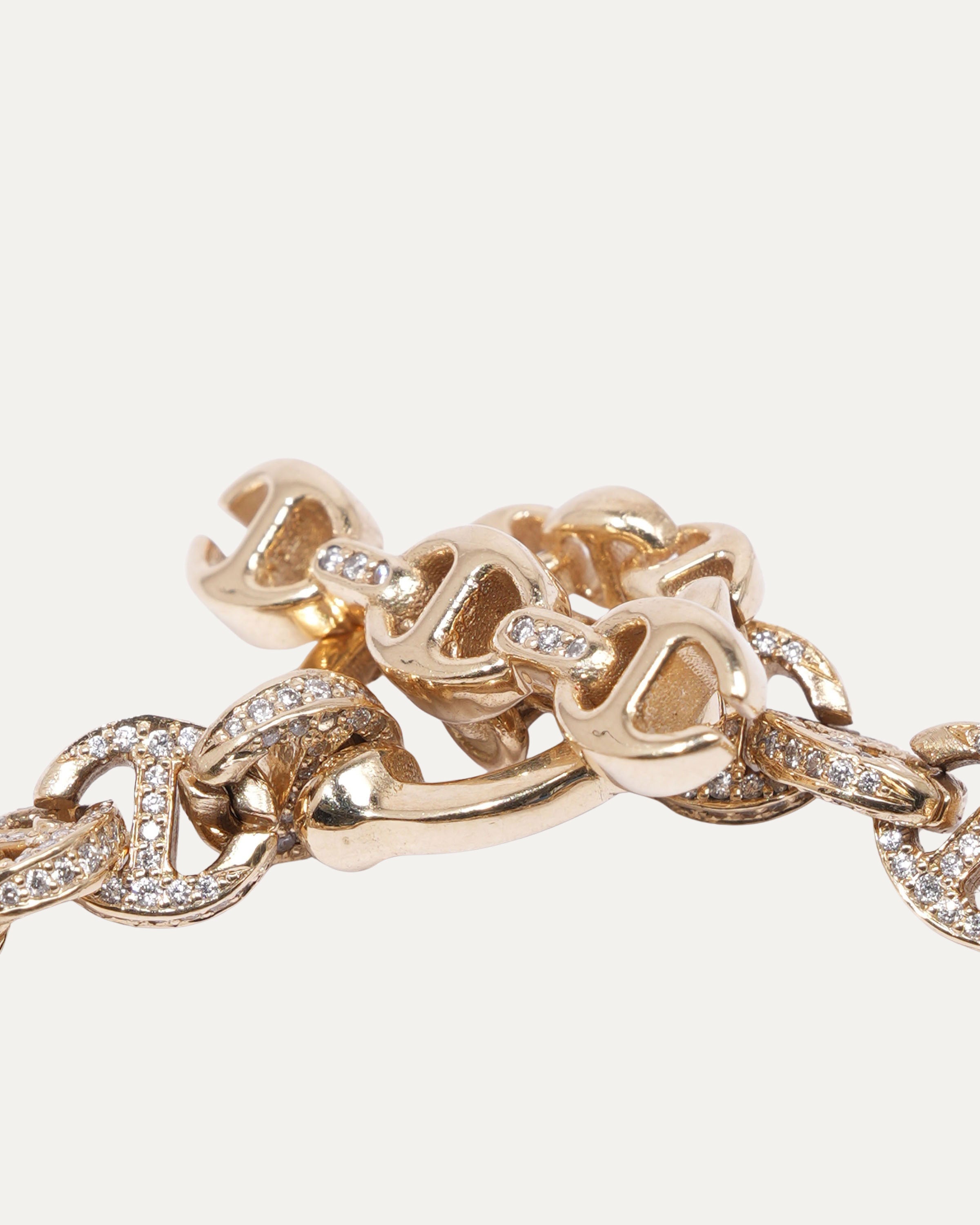 5MM White Diamond Vintage 18K Yellow Gold Open Link Bracelet for Women - Elegant Gift for Anniversary, Wedding & Special Occasions