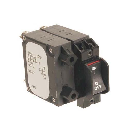 Nieco 15480 2 Pole 50A Rocker Switch Circuit Breaker - Heavy Duty Electrical Panel & Marine Boat Use