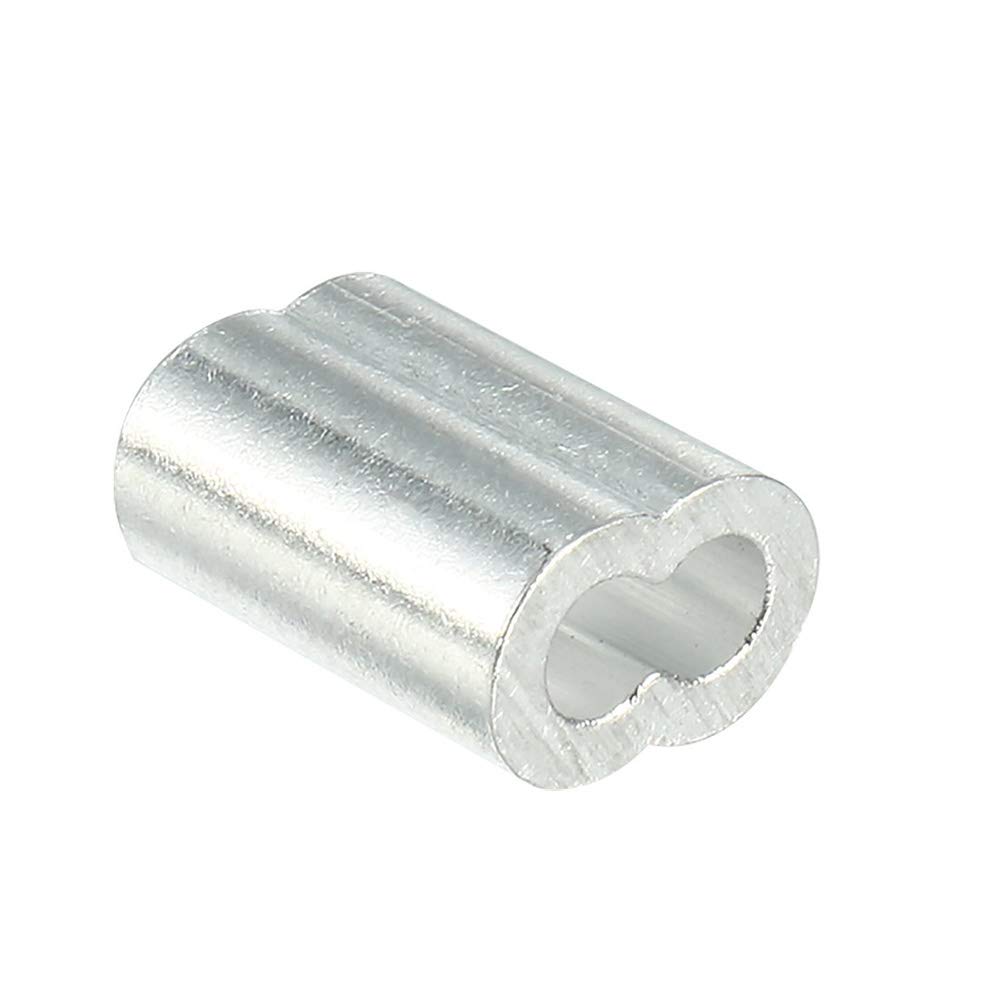 50PCS Aluminum Wire Rope Sleeves with Double Ferrules for 1.5mm Cable - Silver Tone | Kitchen-Dream | Secure Cable Management for DIY Projects, Home Organization & Outdoor Activities