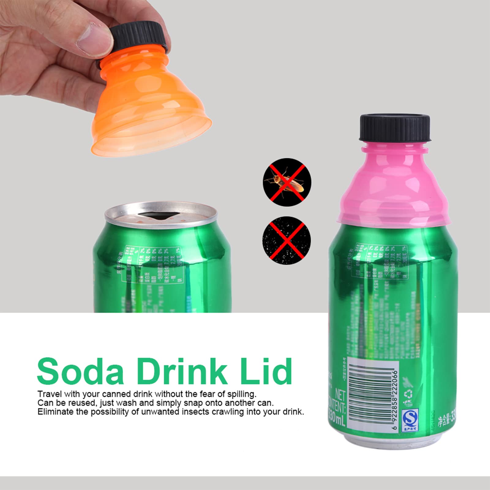 6-Pack Reusable Snap-On Can Lids - Leak-Proof Bottle Caps for Soda, Beer & Energy Drinks | Perfect for Picnics, BBQs & Outdoor Activities