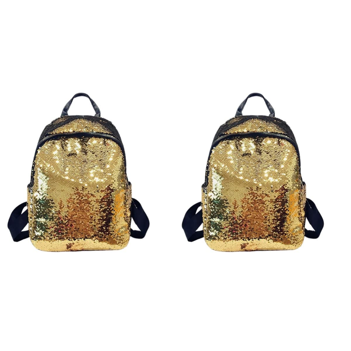 VALICLUD 2 Pack Sequin Backpack for Women - Glitter PU Leather Shoulder Bag with Large Capacity, Travel Backpack for School, Work, Gym & Weekend Getaways