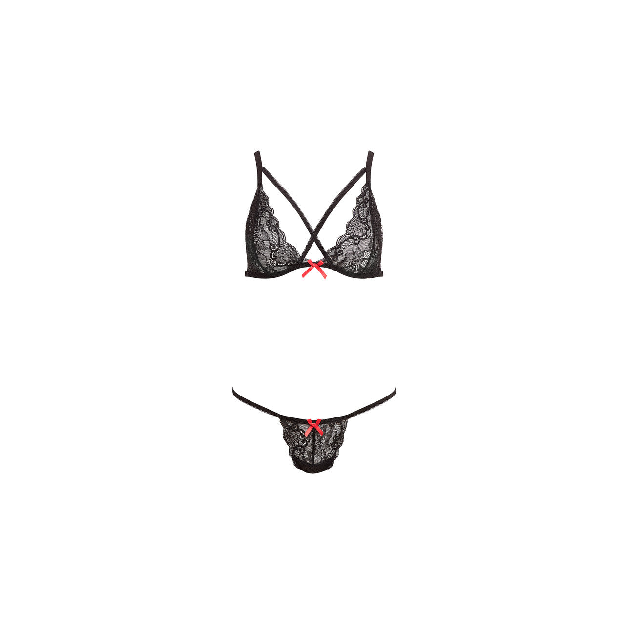 X-Strap Bralette Set - Comfortable Wireless Lace Bralette & Panty Set in Black | Women's Sexy Lingerie for Everyday Wear & Special Occasions