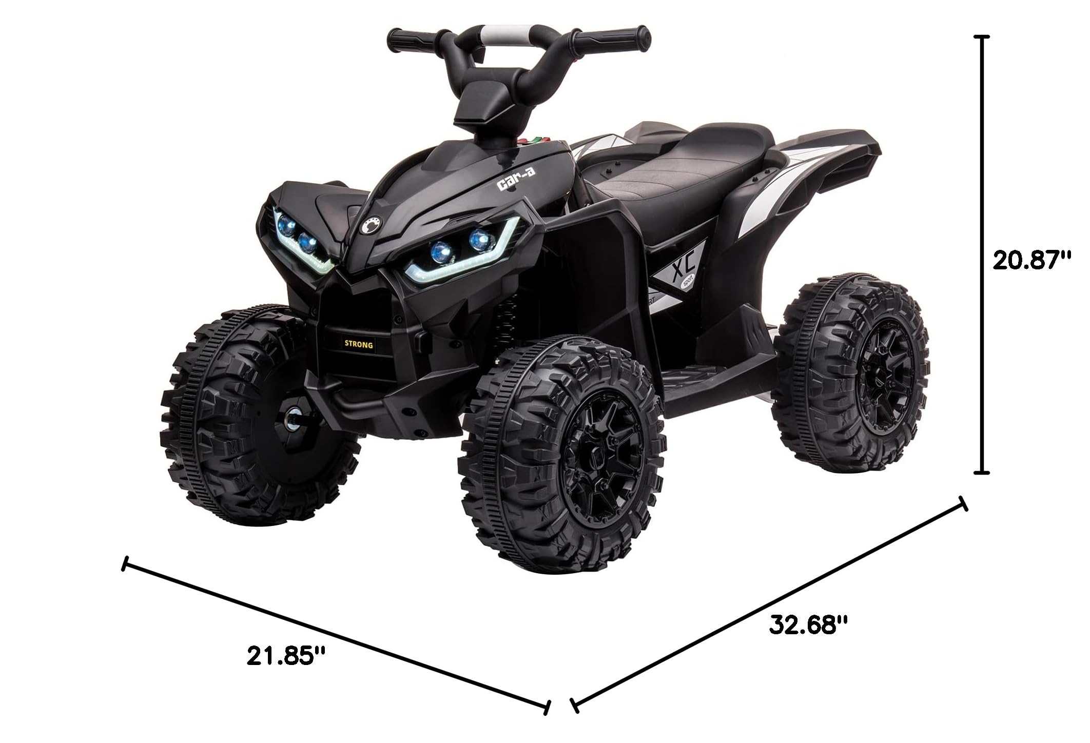 12V Kids Ride On ATV 4 Wheeler Electric Vehicle for Toddlers - Battery Powered Toy Car with LED Lights, Music, High/Low Speed & Treaded Tires - Perfect Outdoor Play Gift for Boys & Girls (Black) - Great for Backyard, Park, and Indoor Fun