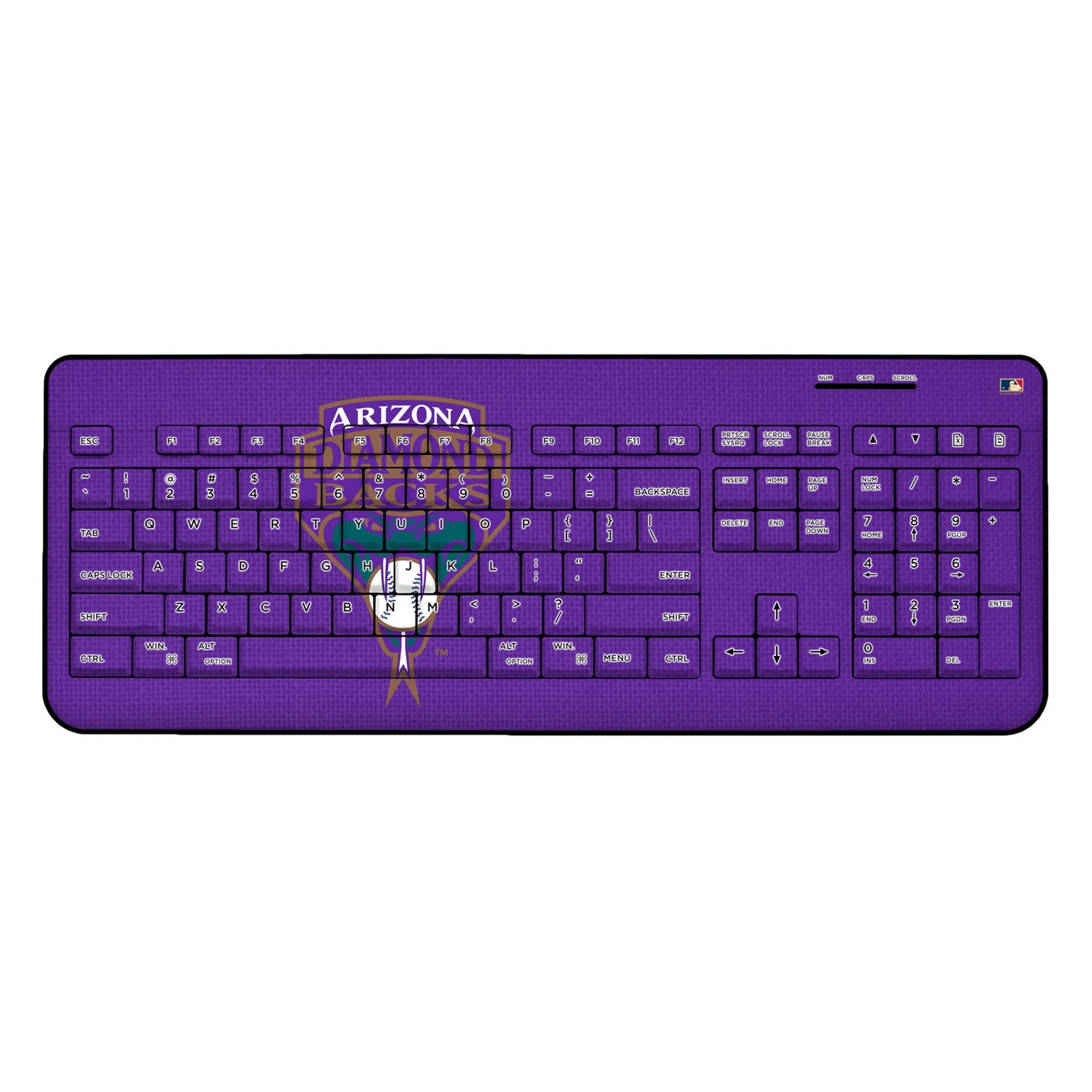 Arizona Diamondbacks Cooperstown Collection Wireless USB Keyboard - Vintage 1999-2006 Edition - Perfect for Baseball Fans, Office Work & Gaming Setup