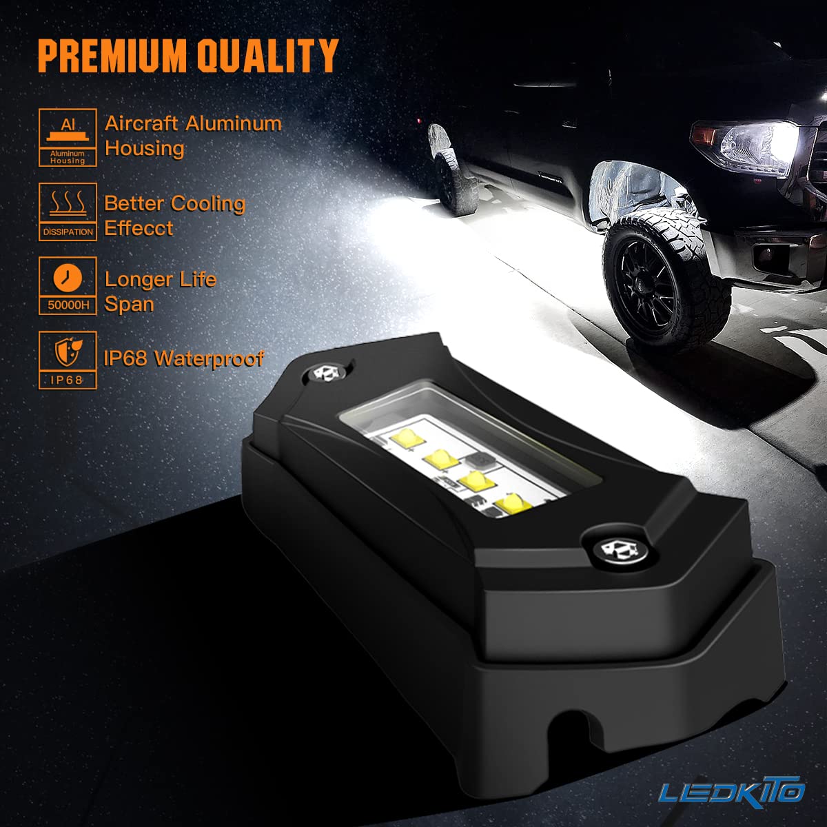 R3 White LED Rock Lights - 20PCS Super Bright Underbody Glow Kit for Trucks, Off-Road RZR, Boats, Cars, SUVs, ATVs & UTVs - Waterproof, Shockproof High Power Lighting for Trail, Rig & Night Driving Adventures