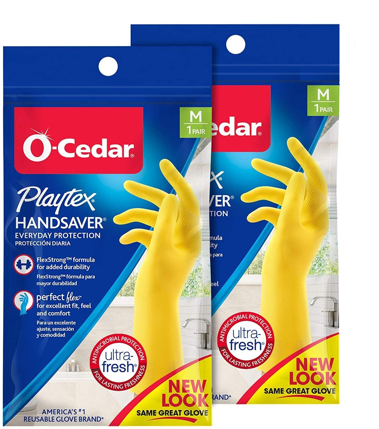 PLAYTEX HandSaver Rubber Gloves for Kitchen Cleaning, Dishwashing & Household Chores - Heavy Duty, Durable & Comfortable (2 Pairs) - Perfect for Washing Dishes, Cleaning Bathrooms & Gardening