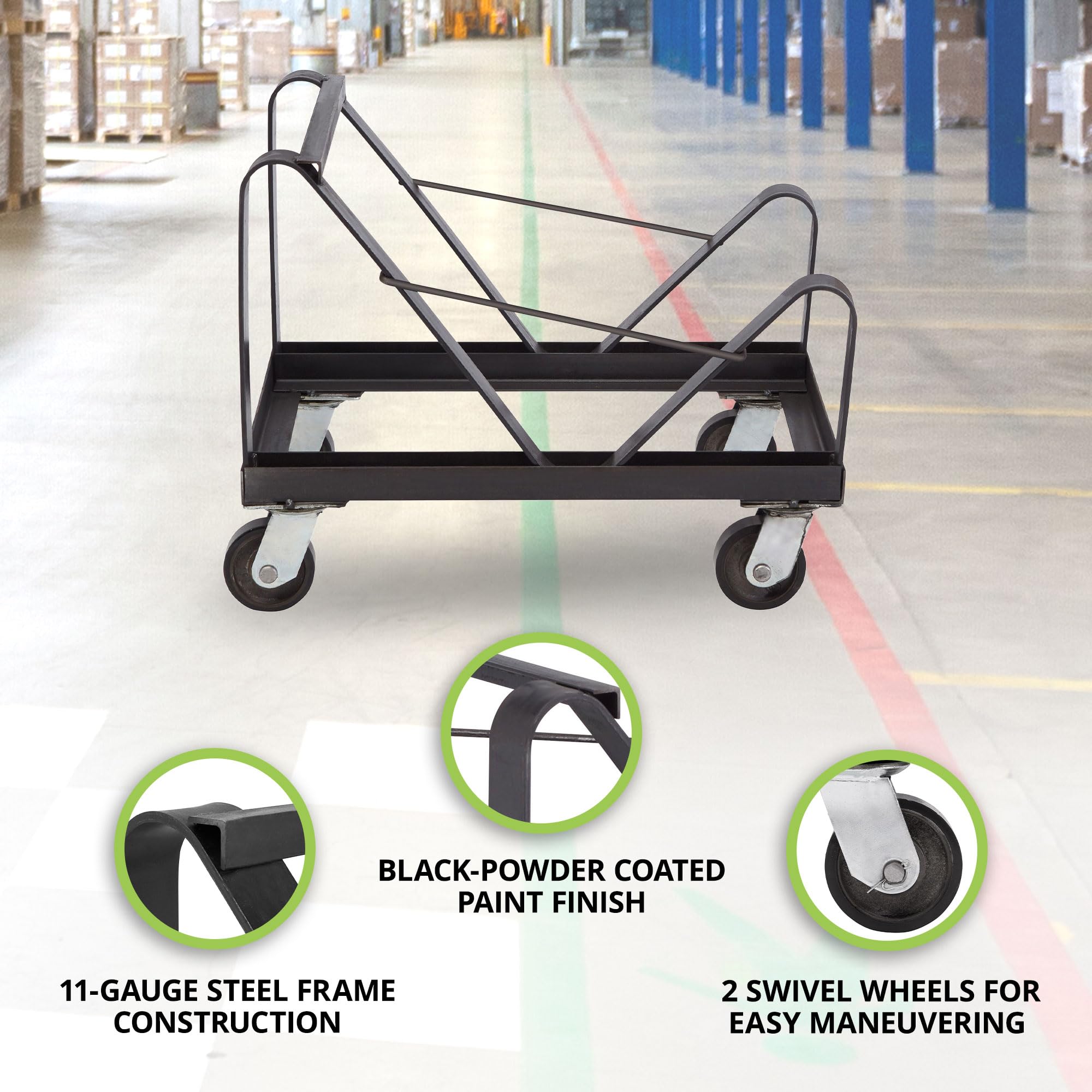National Public Seating Powder Coated Steel Dolly for 8500 Chair - Heavy Duty Chair Transport Cart with 4 Swivel Casters - Perfect for School, Church, and Event Venue Chair Moving