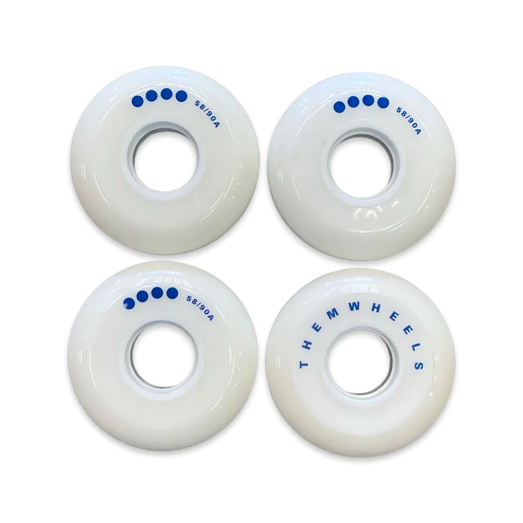 Them Wheels 58mm 90a Blue & White Skateboard Wheels (4 Pack) - Perfect for Cruising, Street Skating & Smooth Rides