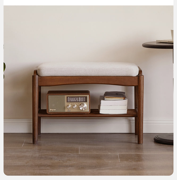 Solid Black Walnut Wood Shoe Bench - Durable Entryway Stool for Shoe Changing & Home Decor | Perfect for Hallway, Bedroom & Mudroom Organization