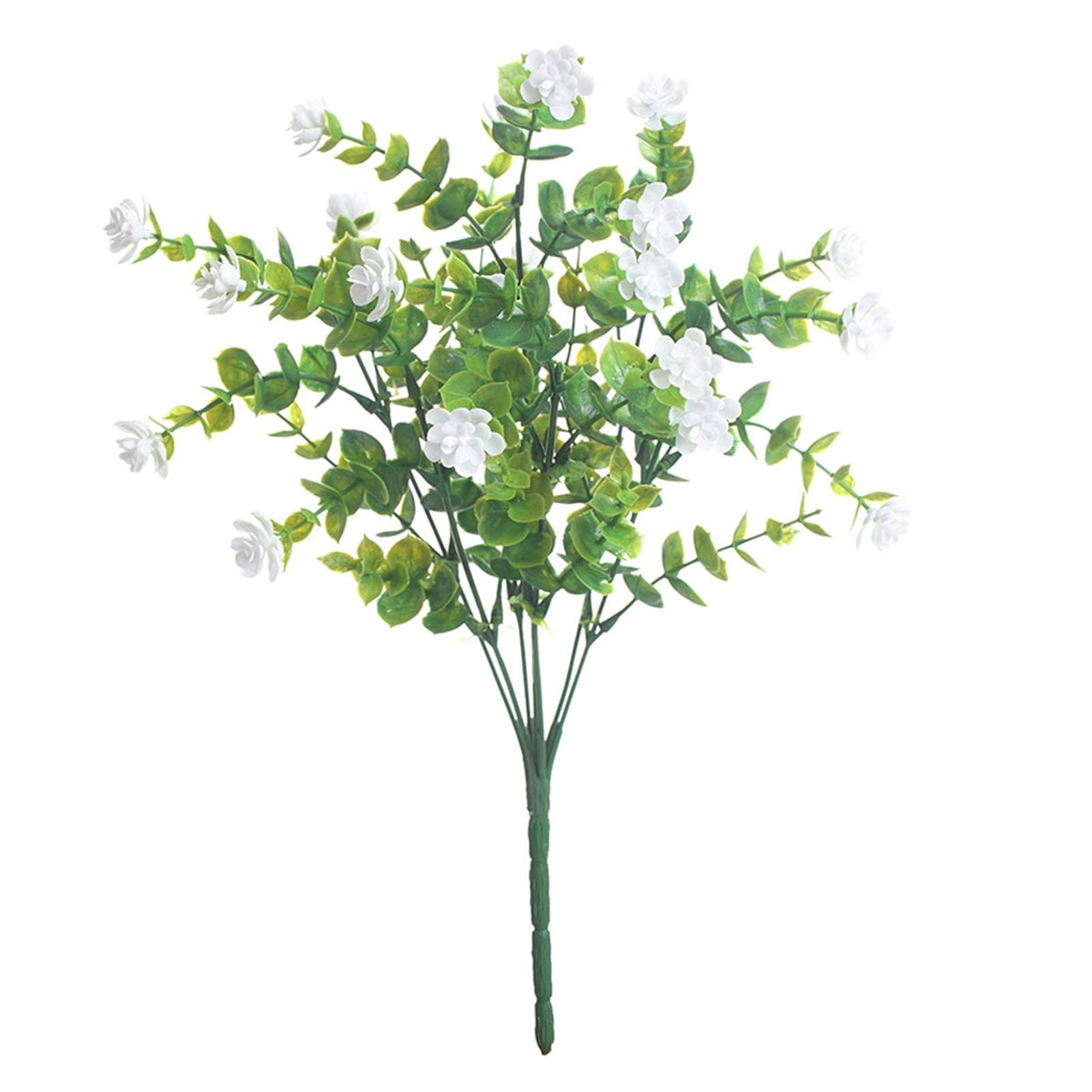 Artificial White Roses Bouquet - Fake Flower Plastic Milan Grass Simulation Floral for Home Gardening, Office, Wedding & Party Decoration | Indoor & Outdoor Decor, Table Centerpiece, Gift Idea