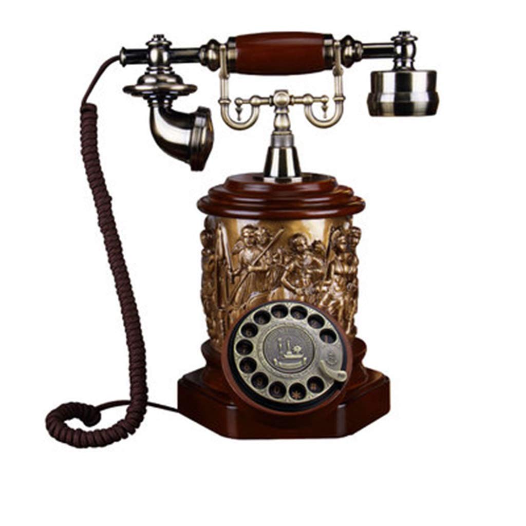 Vintage Antique Rotary Phone - European Retro Wooden Craft Desk Telephone with Rotary Dial for Home & Office Decor | Perfect for Vintage Themed Rooms, Film Props, and Collector's Display