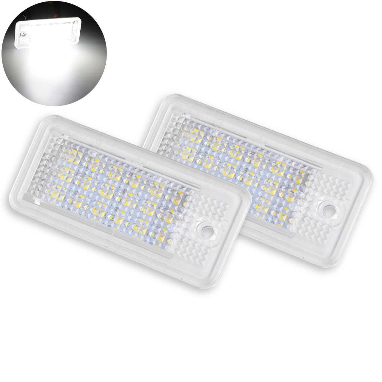 18 LED 3528 SMD CanBus Error Free License Plate Light Bulbs - Pack of 2 - Perfect for Car, Truck, SUV & Motorcycle Rear License Plate Illumination