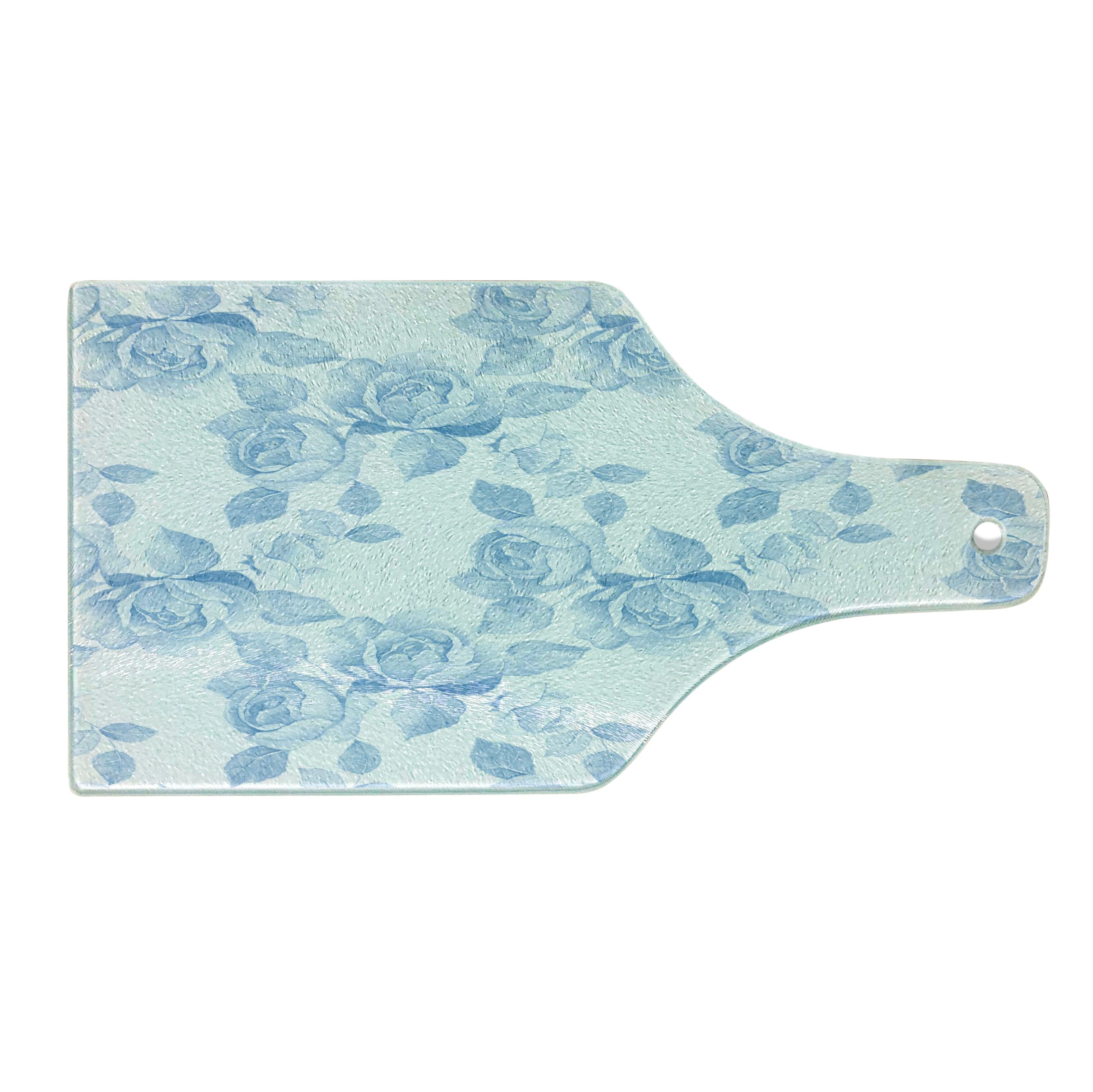 Ambesonne Rose Tempered Glass Cutting Board - Faded Floral Pastel Spring Design, Wine Bottle Shape, Decorative Serving Board for Kitchen & Dining | Perfect for Charcuterie, Cheese Display & Wine Pairing