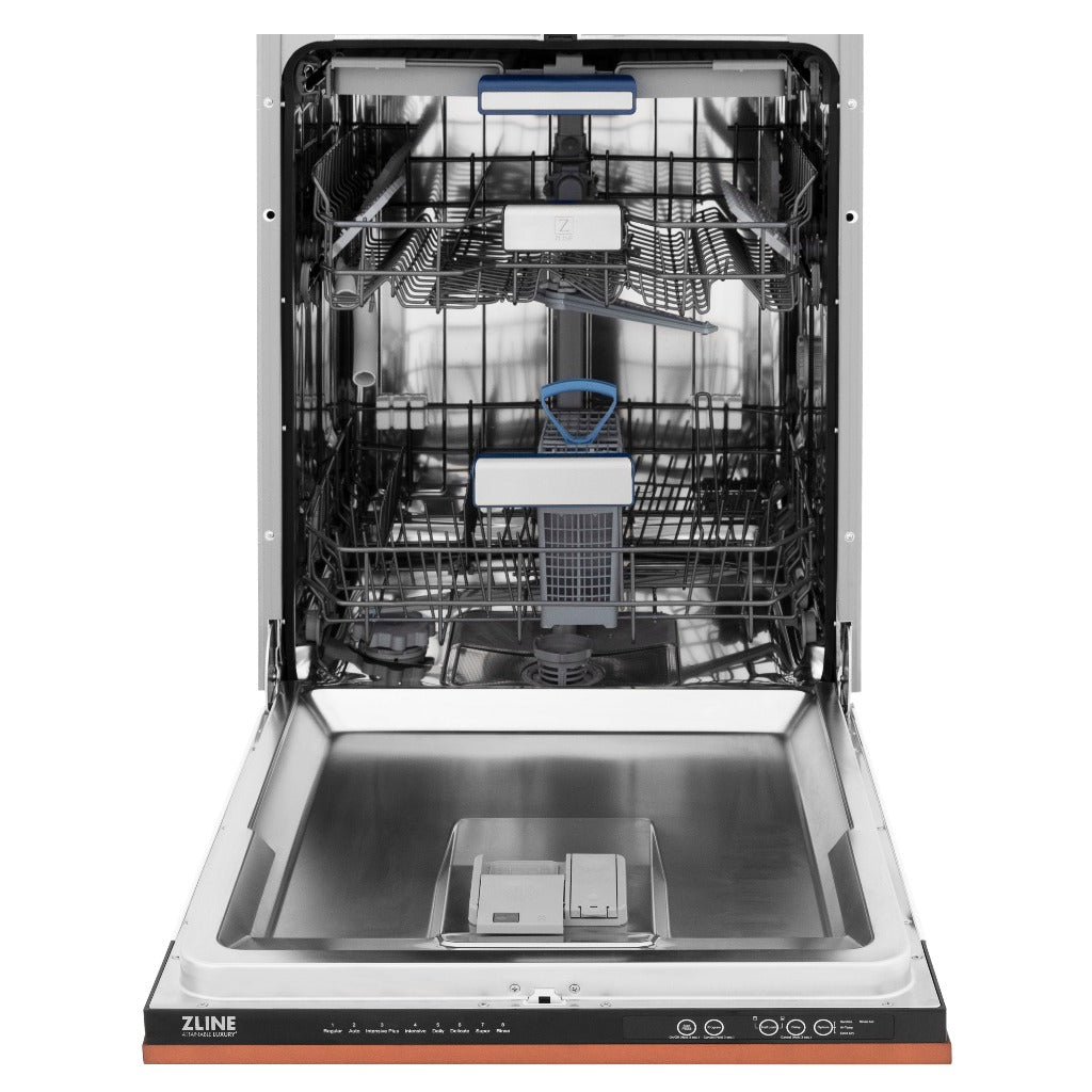 ZLINE 24 Inch Tallac Series 3rd Rack Tall Tub Dishwasher in Copper with Stainless Steel Tub - 51dBa Ultra Quiet (DWV C 24) | Perfect for Small Kitchens, Apartments & Energy-Efficient Homes
