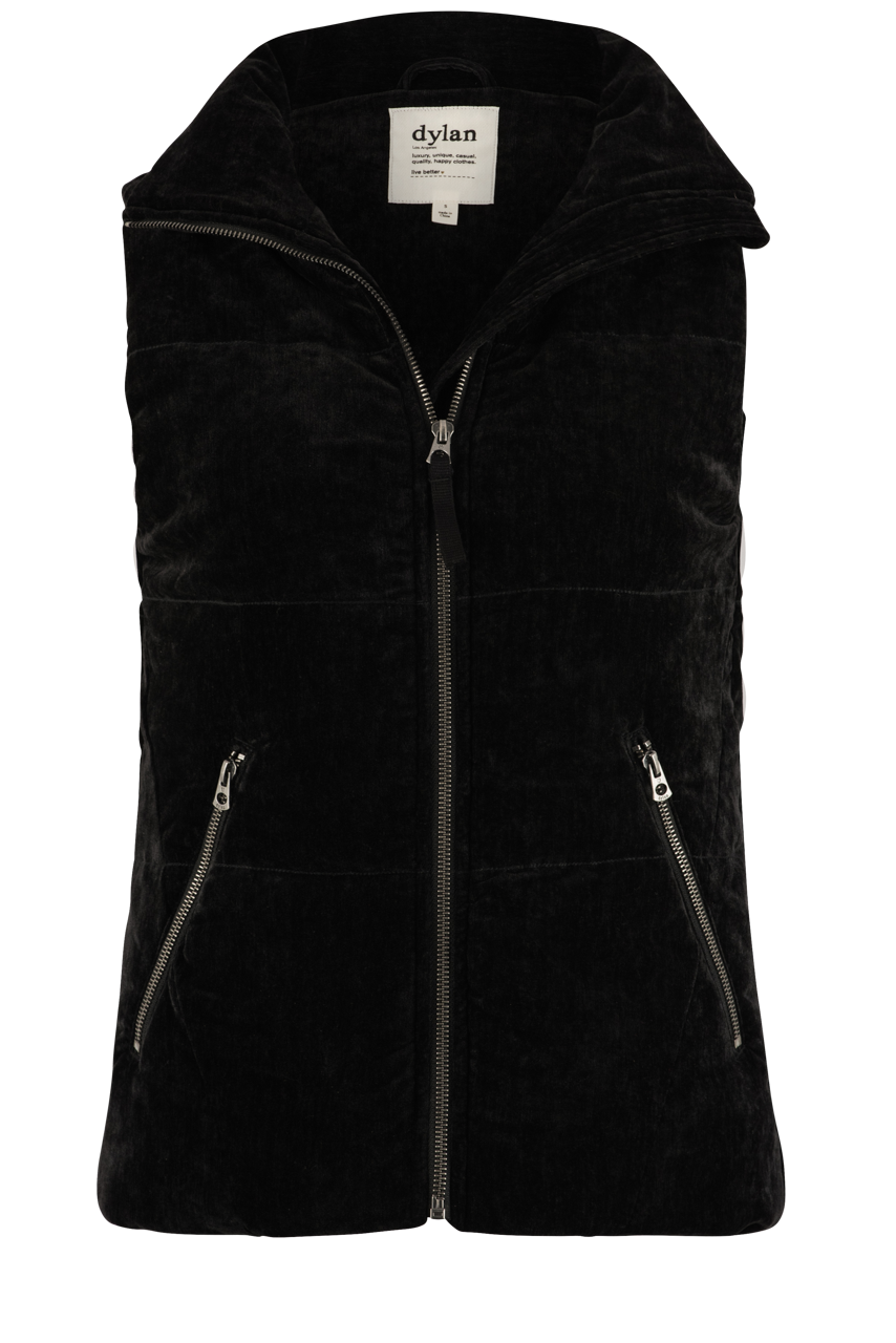 Stylish Dylan Velvet Puffer Vest for Women - Winter Fashion Outerwear Cozy & Warm - Perfect for Casual Outings, Travel & Outdoor Activities