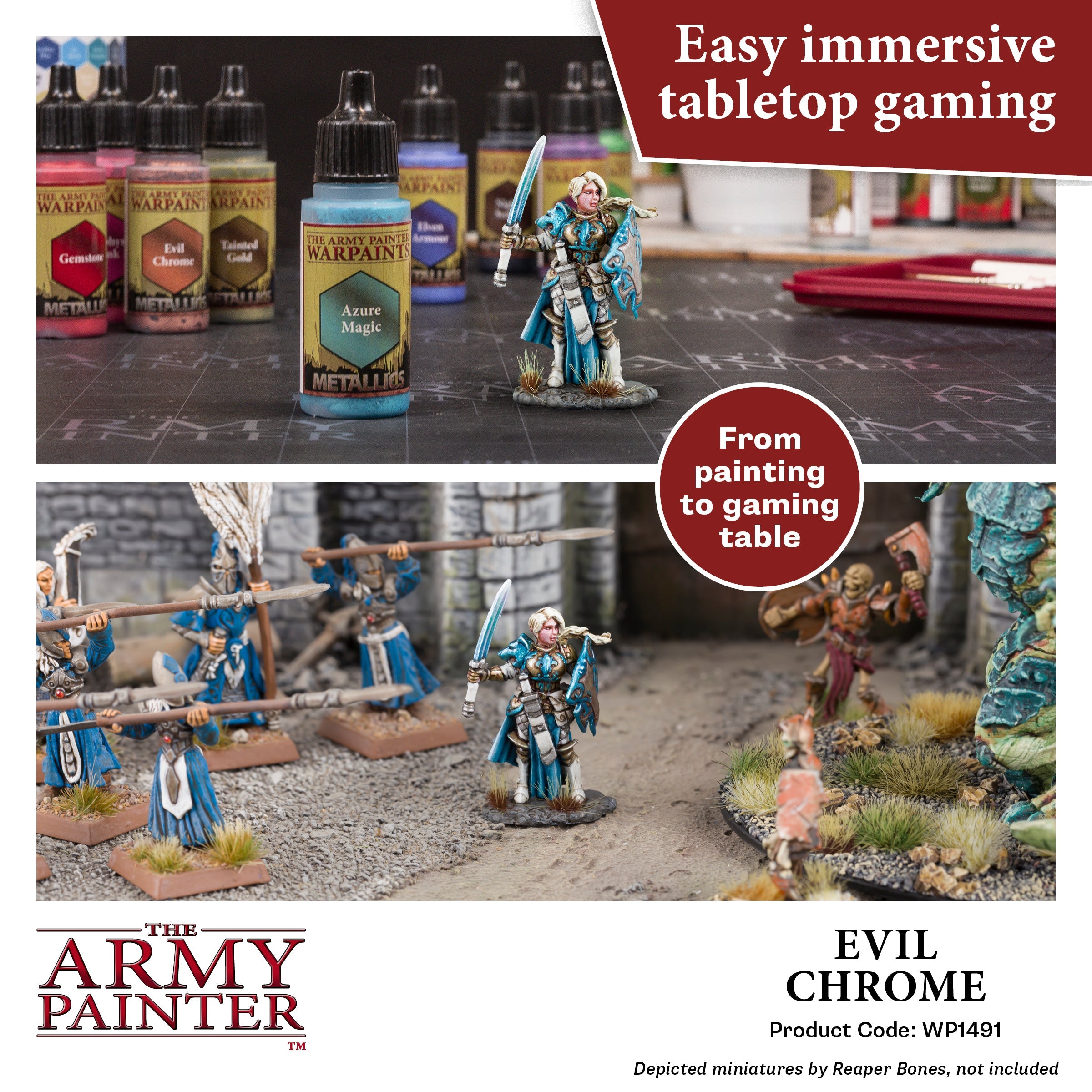Warpaints Metallics: Evil Chrome Metallic Paint for Miniatures & Models - Perfect for Warhammer, D&D, and Tabletop Gaming
