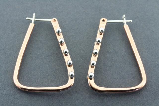 Sterling Silver & Copper Ball Hoop Earrings - Elegant Angled Design for Women, Perfect for Parties, Weddings & Everyday Wear