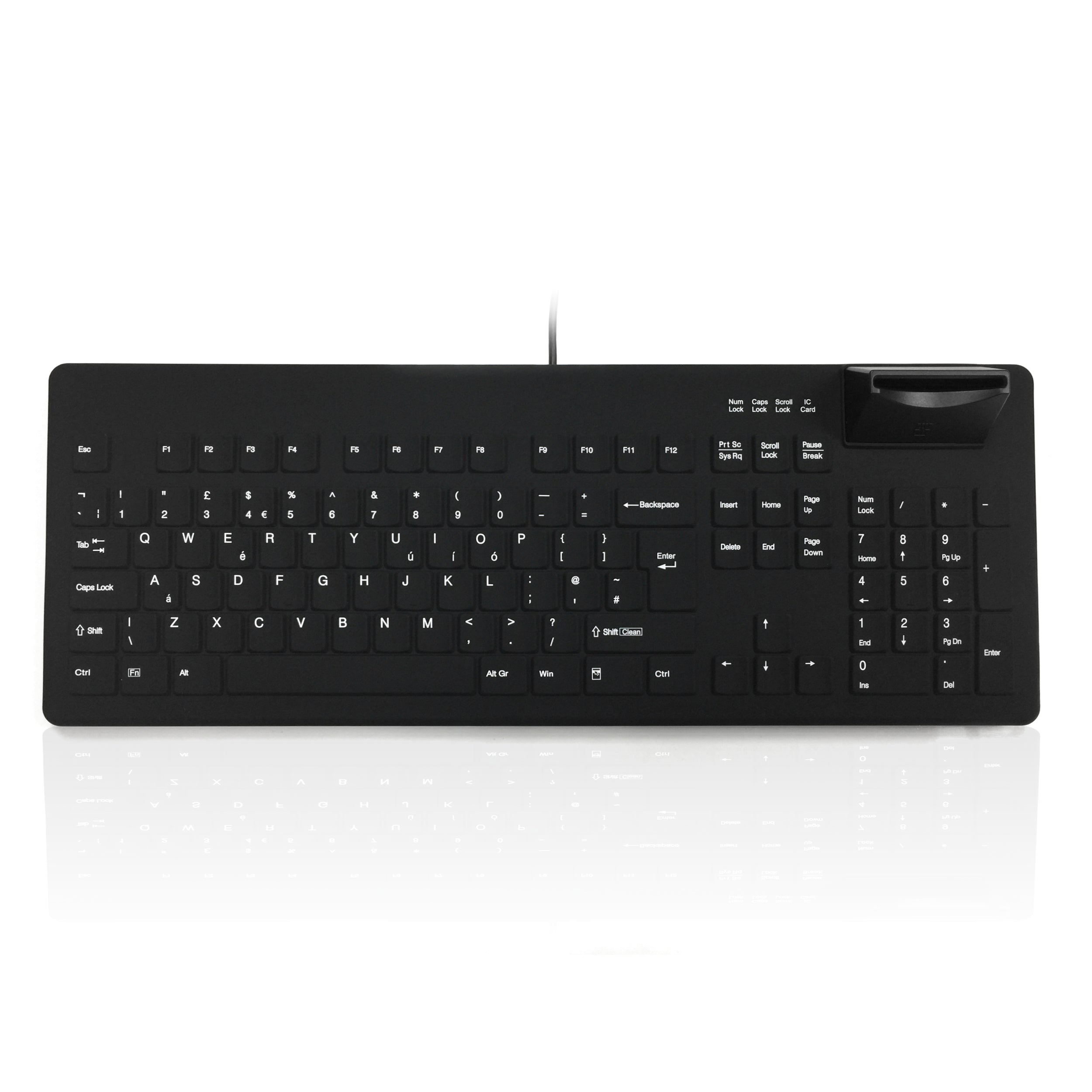 Accuratus KYB500 AC104SU Fully Sealed Keyboard with Integrated GemCore Smart Card Reader - Secure & Durable for Banking, Government & High-Security Offices