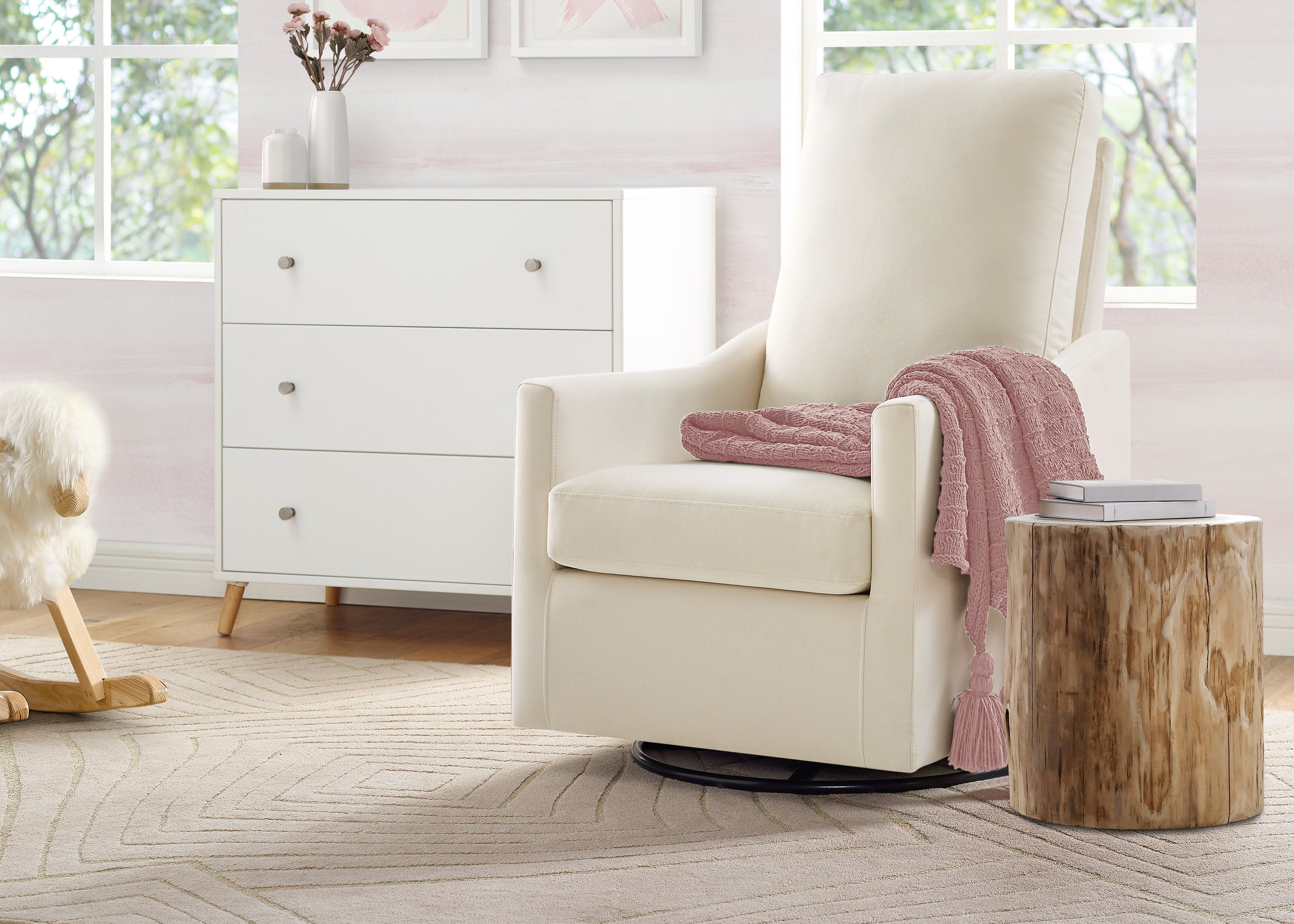 Andie Nursery Glider Swivel Chair - Stain Resistant LiveSmart Fabric - Comfortable Rocking Chair for Breastfeeding & Baby Nursery - Perfect for Nursing, Reading & Relaxing with Your Newborn