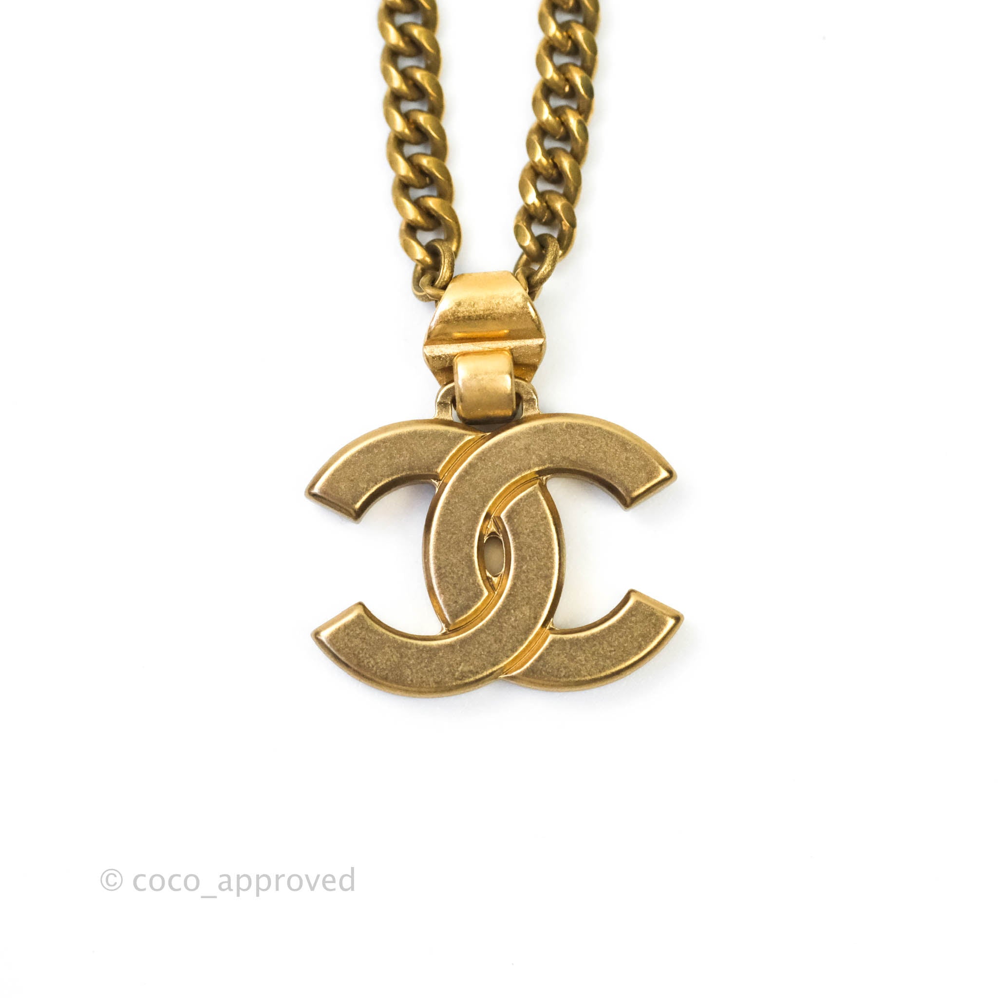 Chanel CC Crystal Pendant Chain Necklace in Matte Gold Tone - Elegant 21C Collection for Women | Perfect for Evening Parties, Weddings & Special Occasions